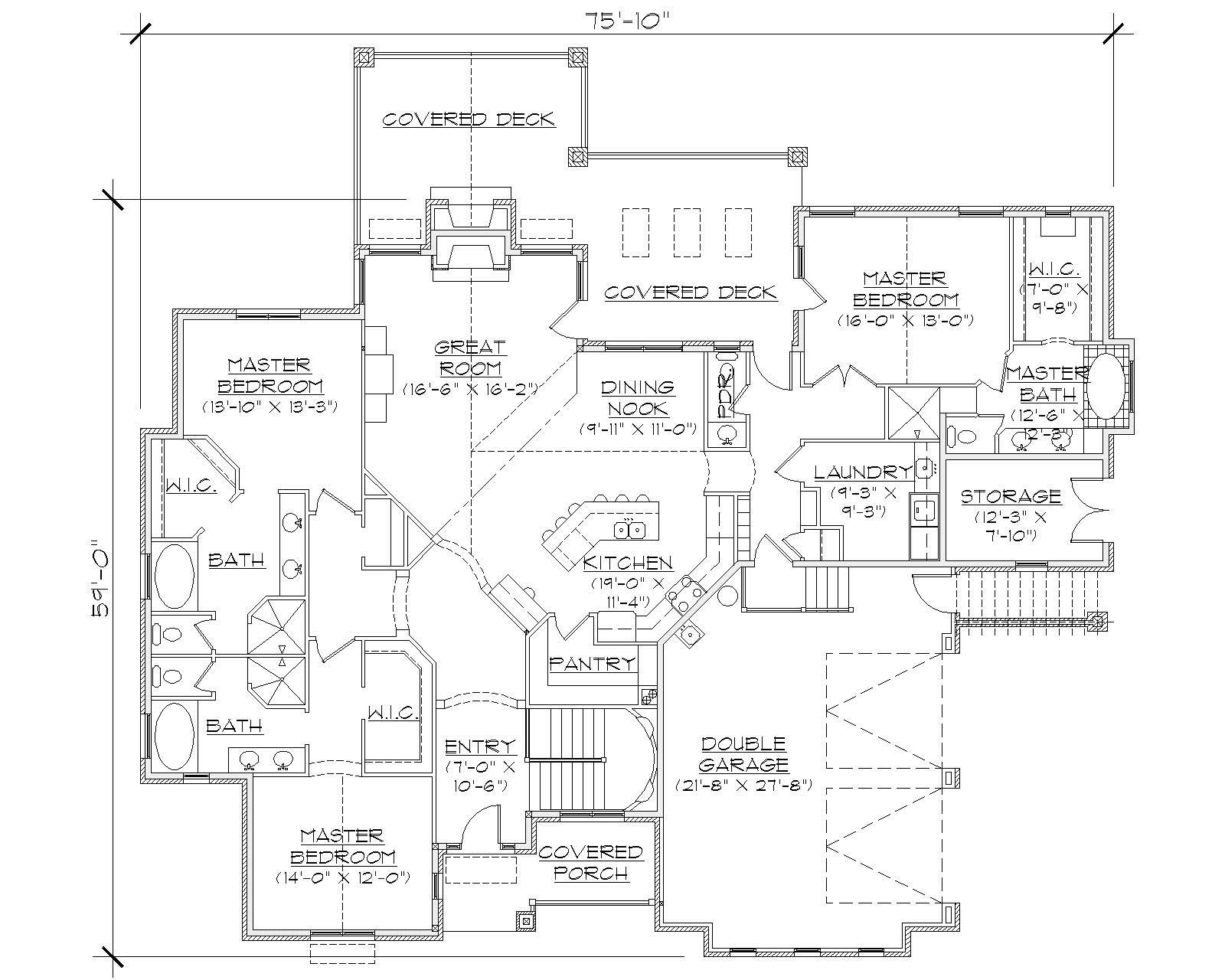 Floor Plan First Story of Country Plan #135-1056
