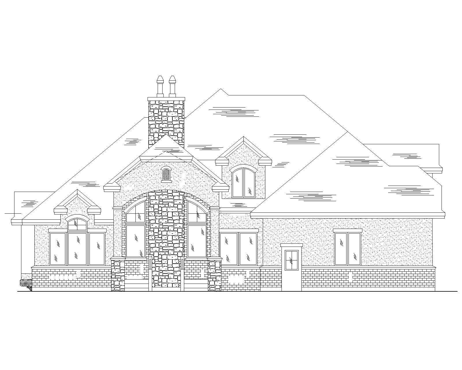 Home Plan Rear Elevation of this 5-Bedroom,2434 Sq Ft Plan -135-1057