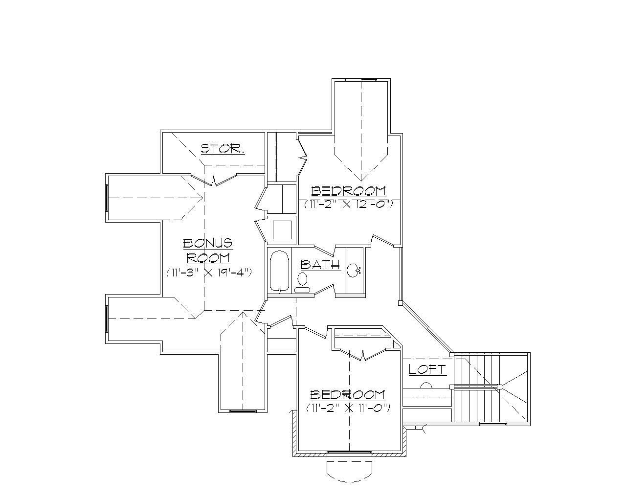 Floor Plan Second Story of Traditional Plan #135-1057