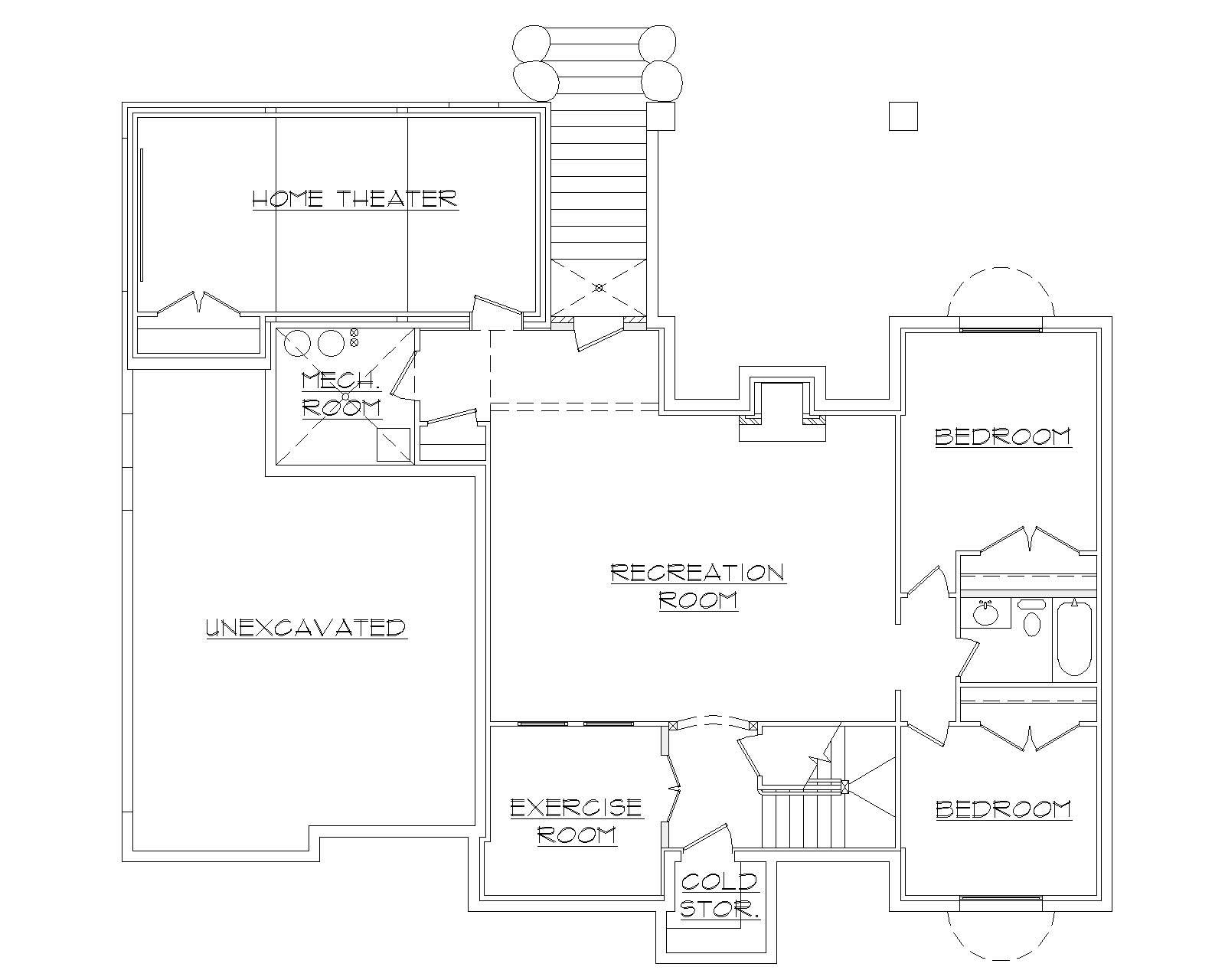 Floor Plan Basement of Traditional Plan #135-1057