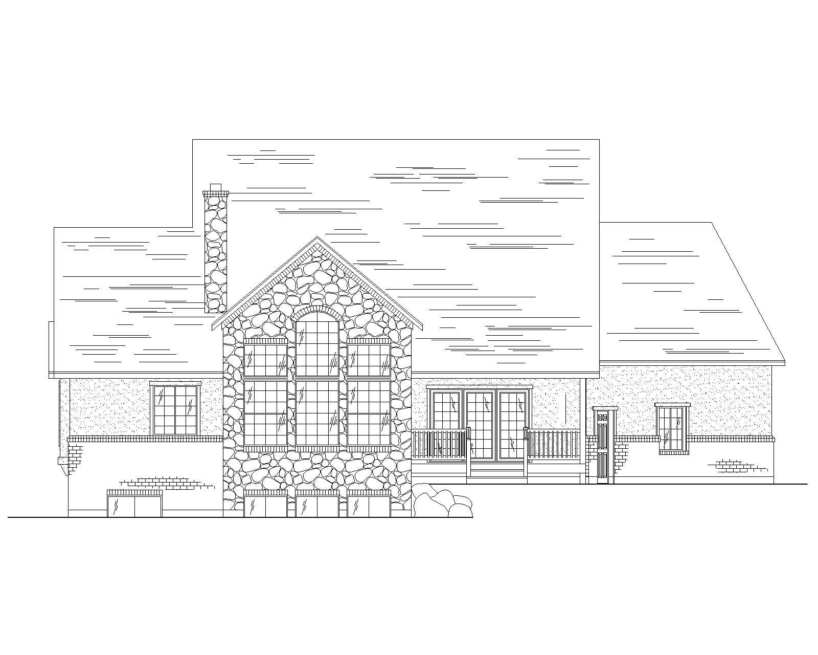 Home Plan Rear Elevation of this 5-Bedroom,2260 Sq Ft Plan -135-1058