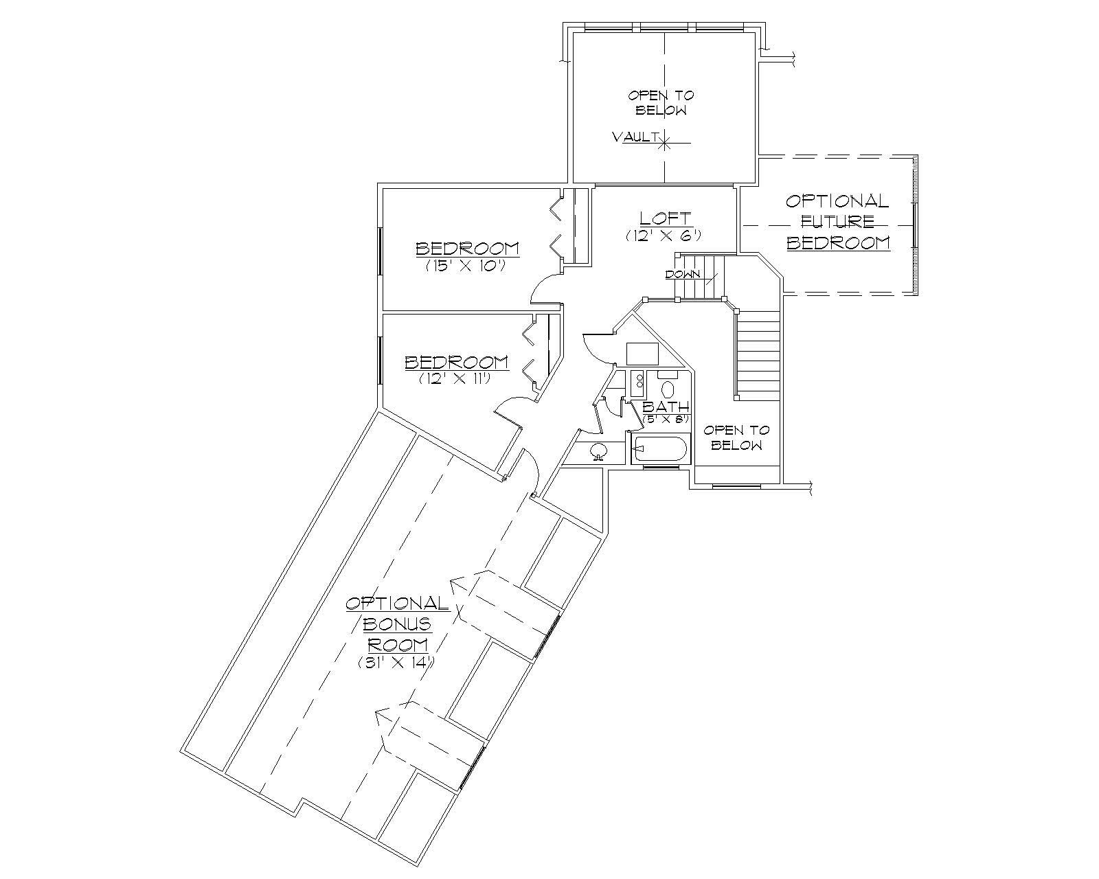 Floor Plan Second Story of Farmhouse Plan #135-1058