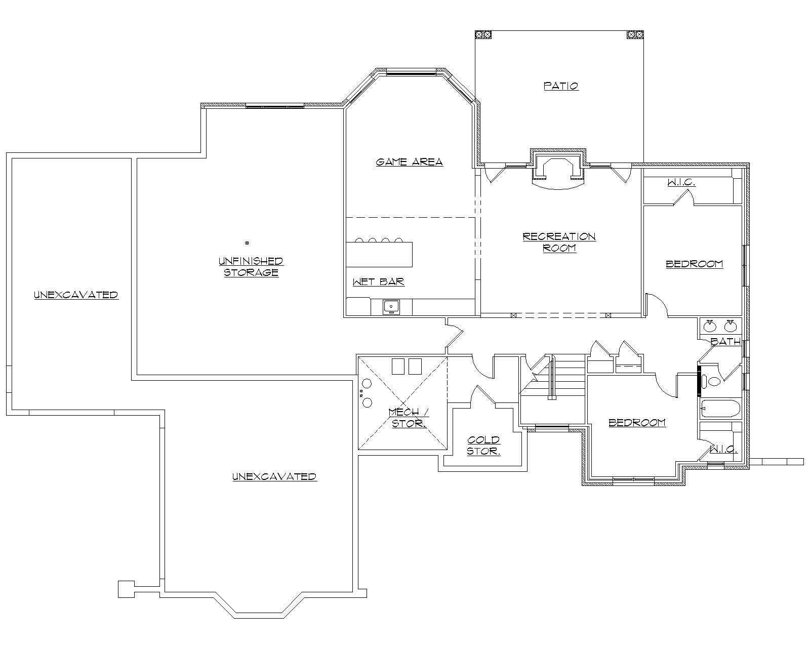 Floor Plan Second Story of Ranch Plan #135-1059