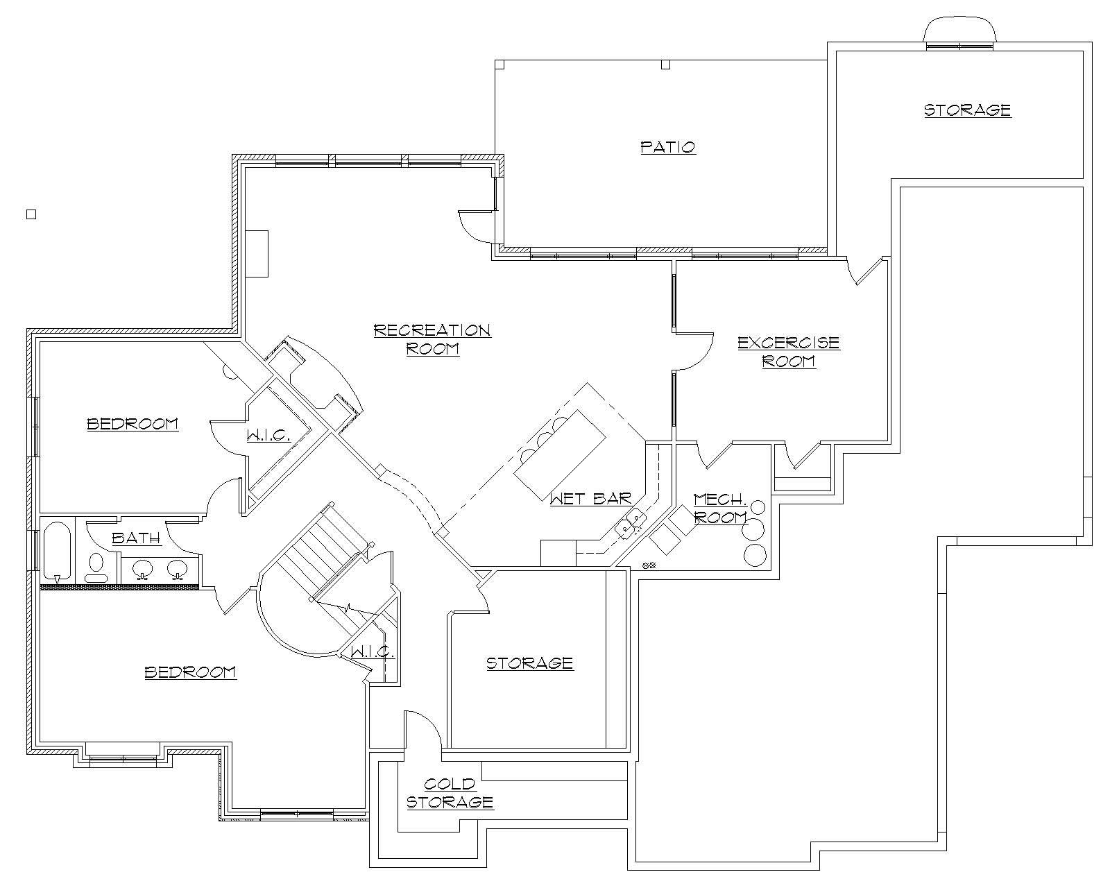 Floor Plan Basement of European Plan #135-1060