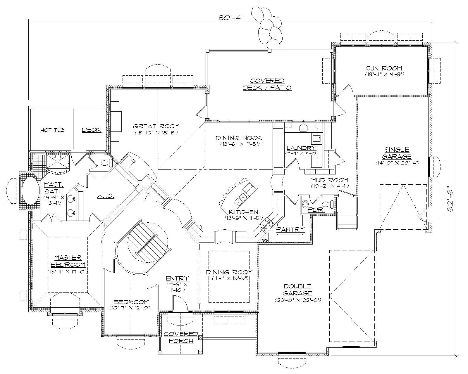Floor Plan First Story of European Plan #135-1060