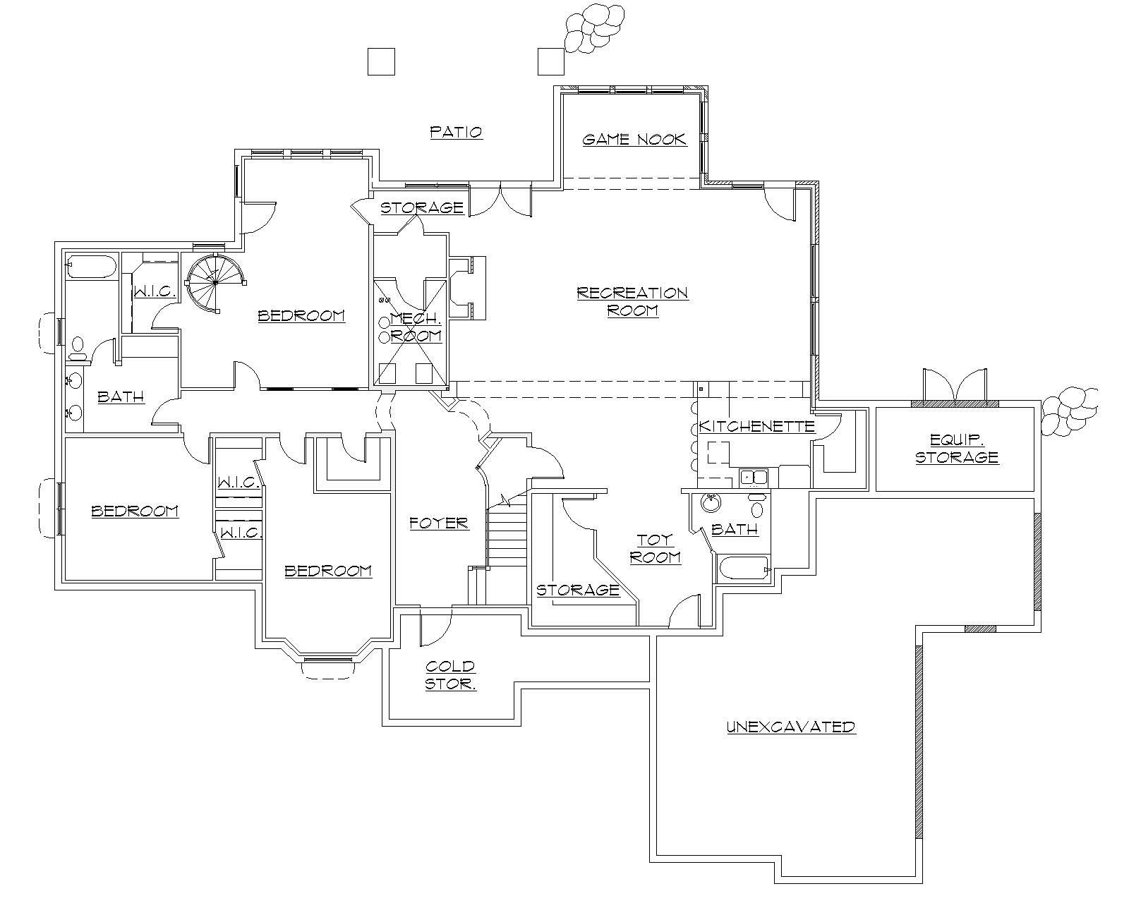 Floor Plan Basement of Luxury Plan #135-1061