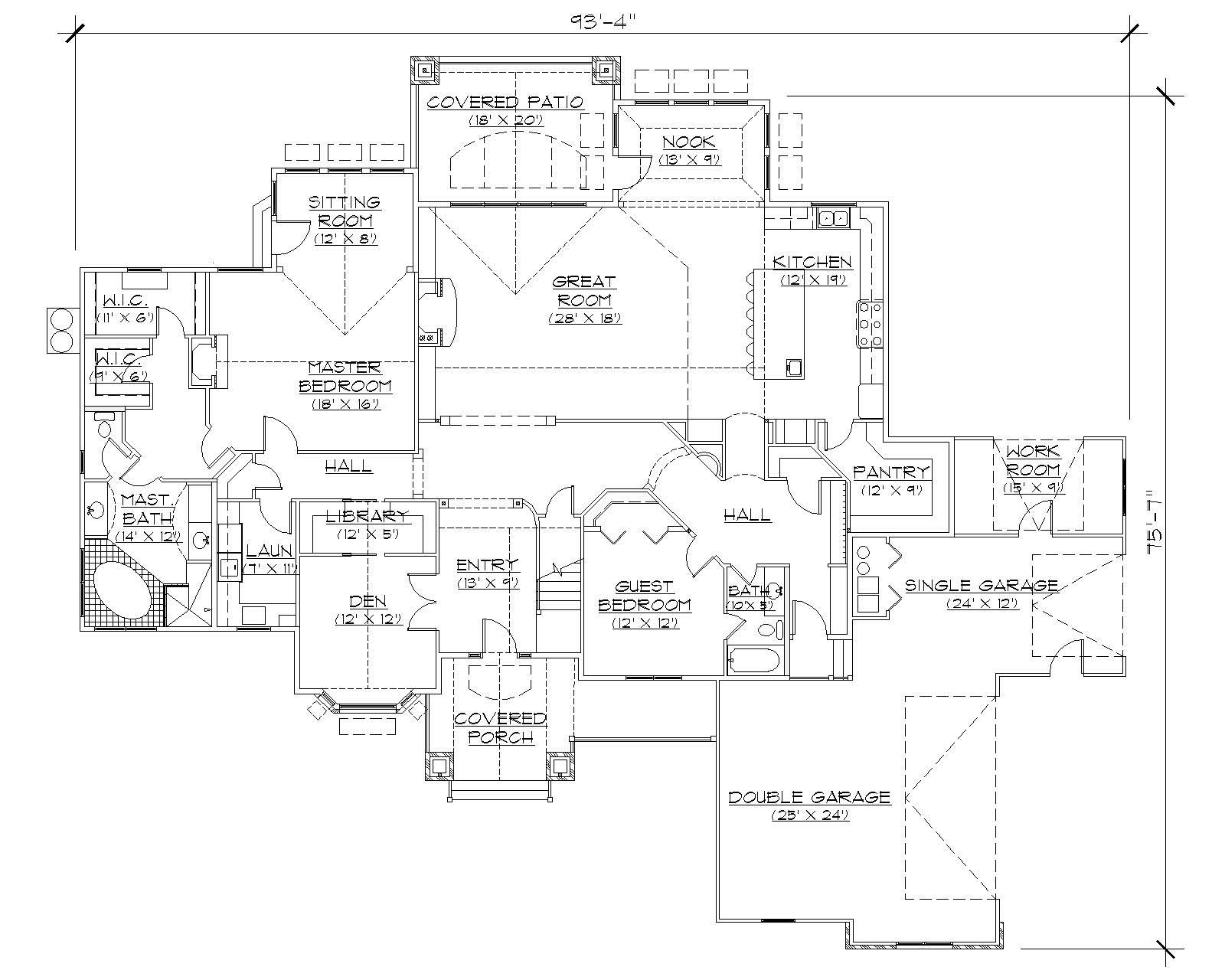 Floor Plan First Story of Luxury Plan #135-1061
