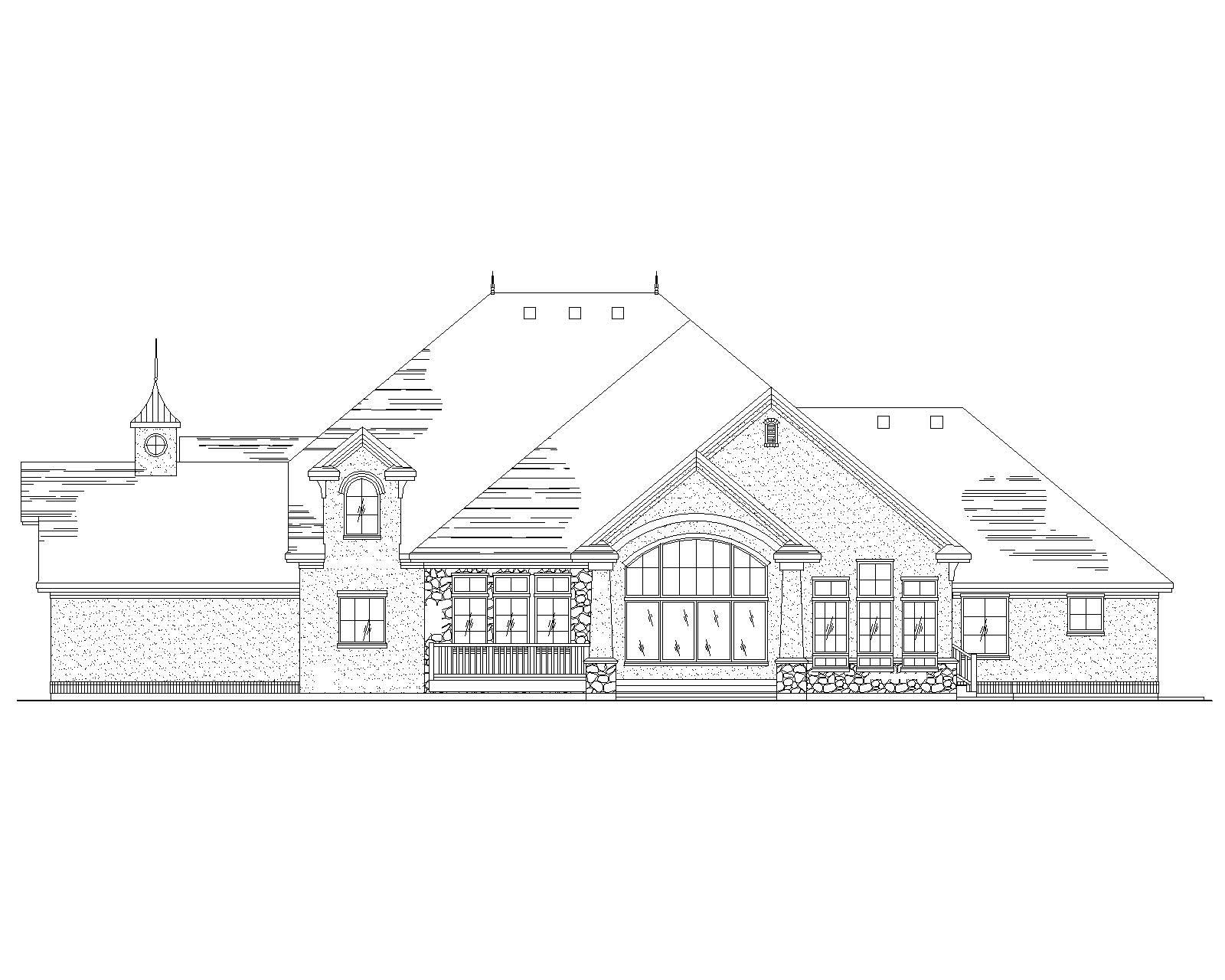 Home Plan Rear Elevation of this 7-Bedroom,4240 Sq Ft Plan -135-1061