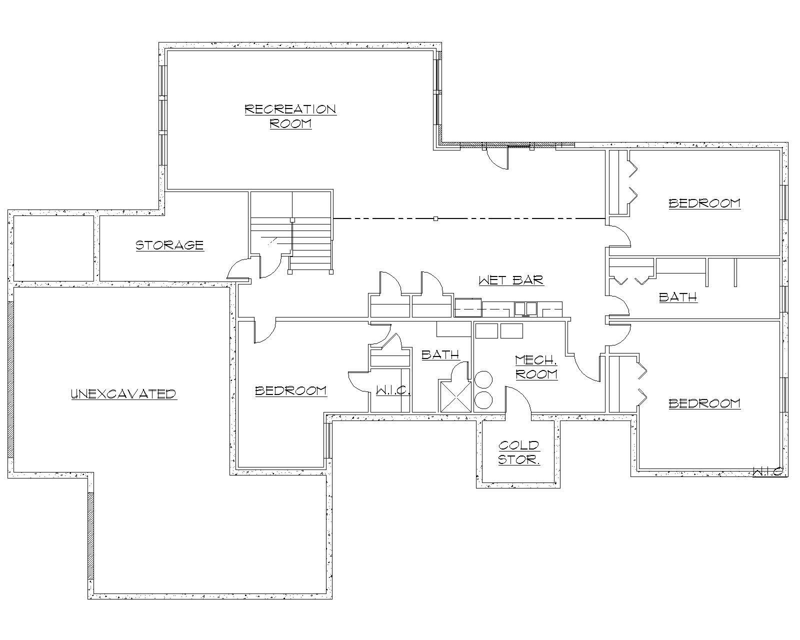 Floor Plan Basement of Mediterranean Plan #135-1062
