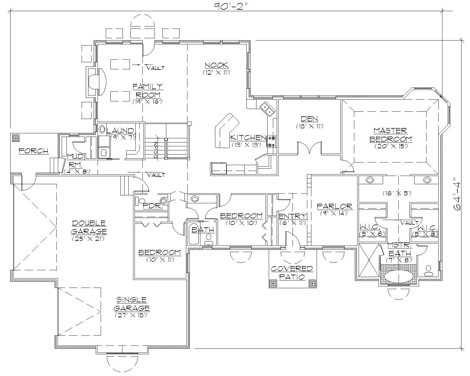 Floor Plan First Story of Mediterranean Plan #135-1062