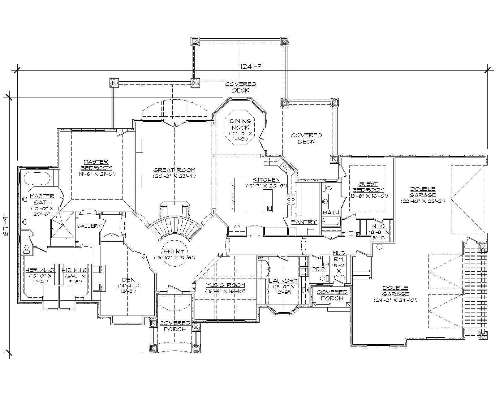 Floor Plan First Story of European Plan #135-1063