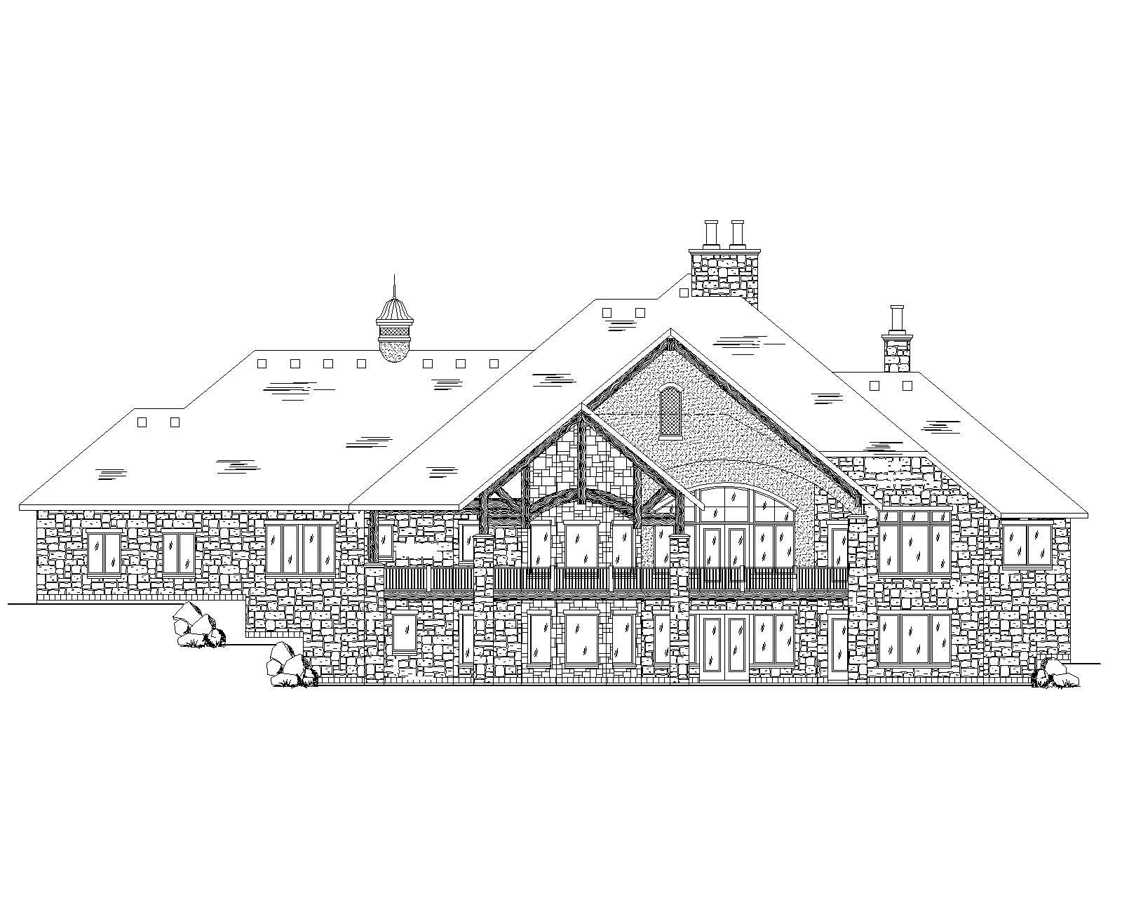 Home Plan Rear Elevation of this 5-Bedroom,4371 Sq Ft Plan -135-1063