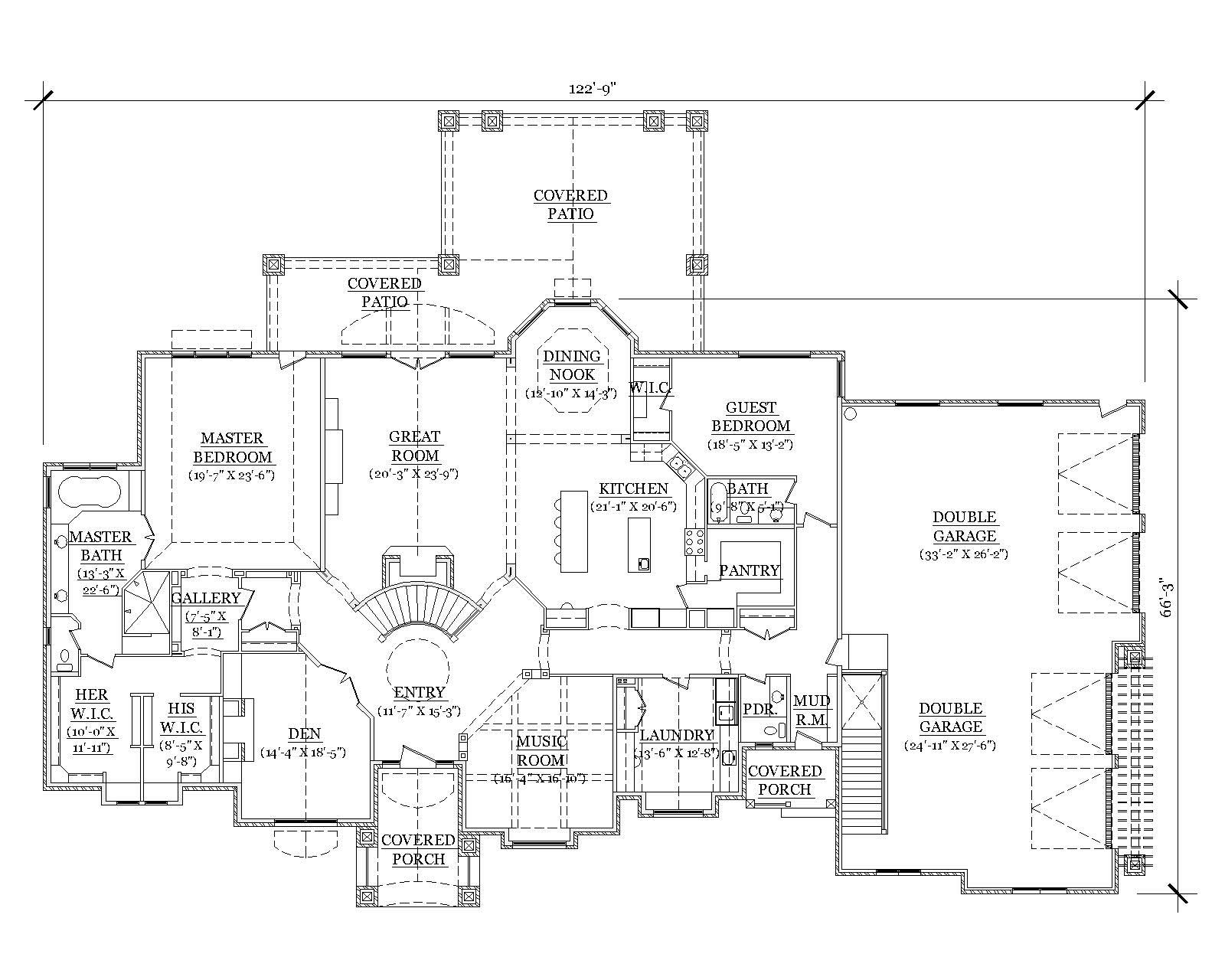 Floor Plan First Story of European Plan #135-1064