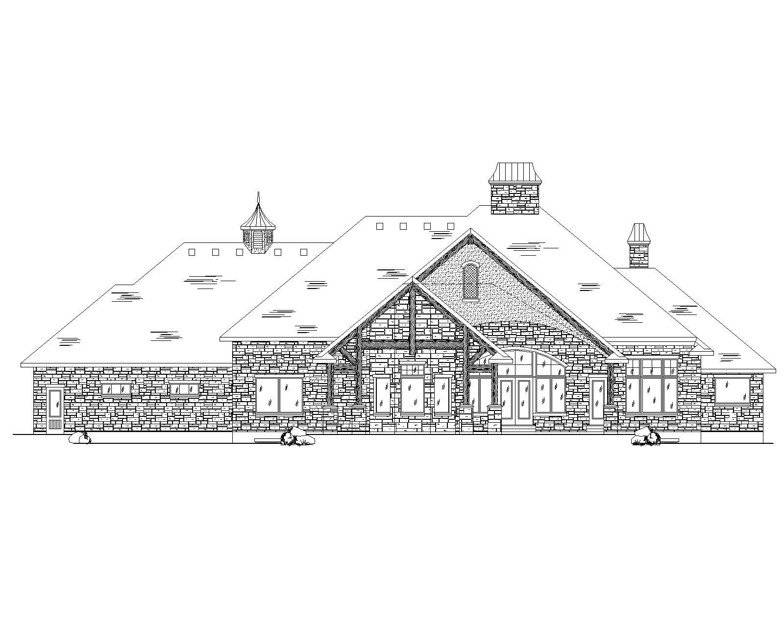 Home Plan Rear Elevation of this 4-Bedroom,4435 Sq Ft Plan -135-1064