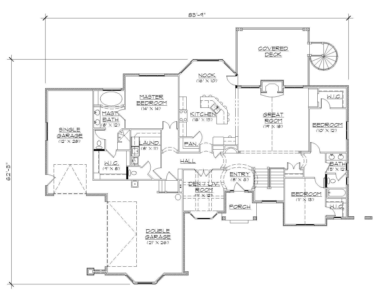 Floor Plan First Story of European Plan #135-1065