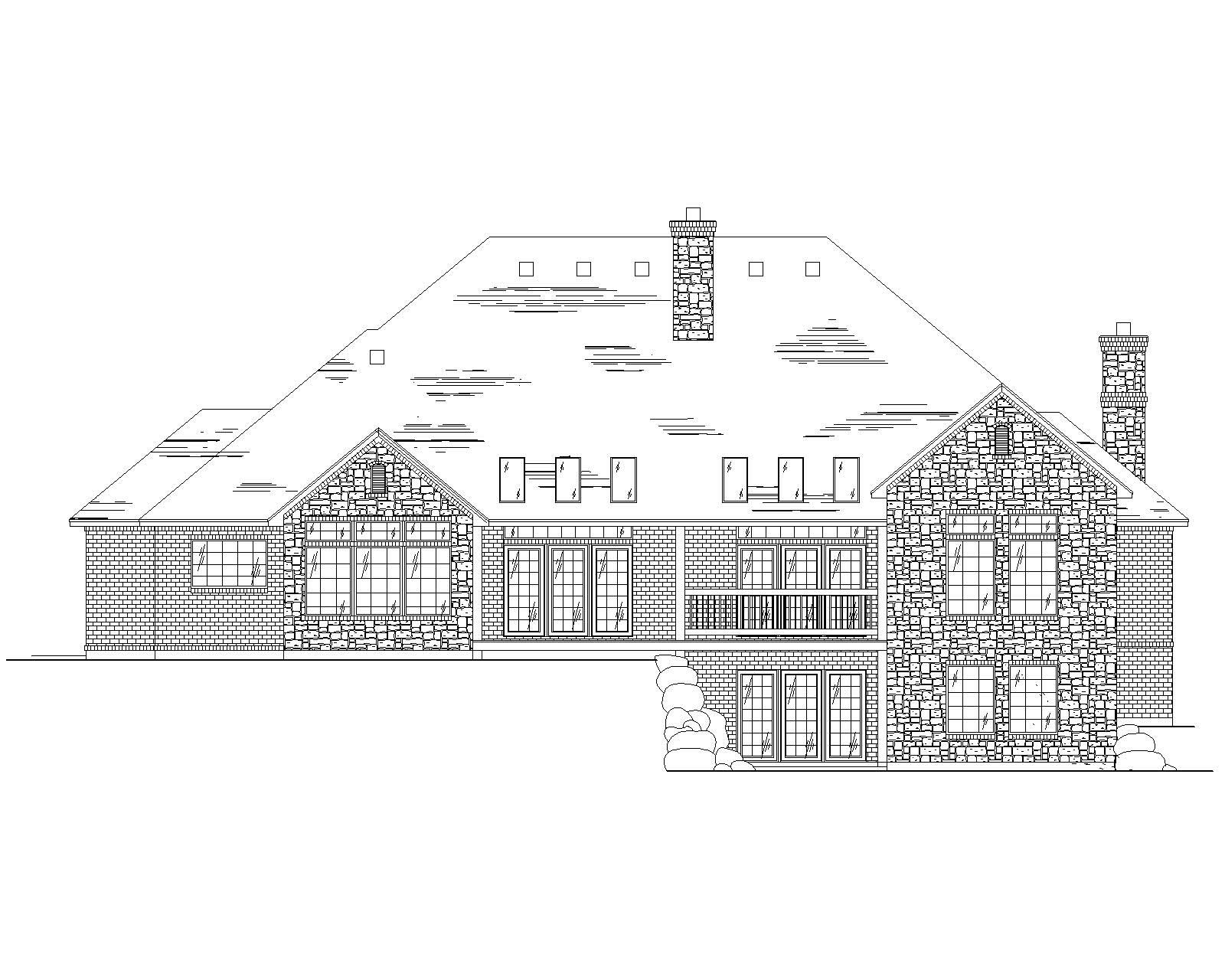 Home Plan Rear Elevation of this 4-Bedroom,3062 Sq Ft Plan -135-1066