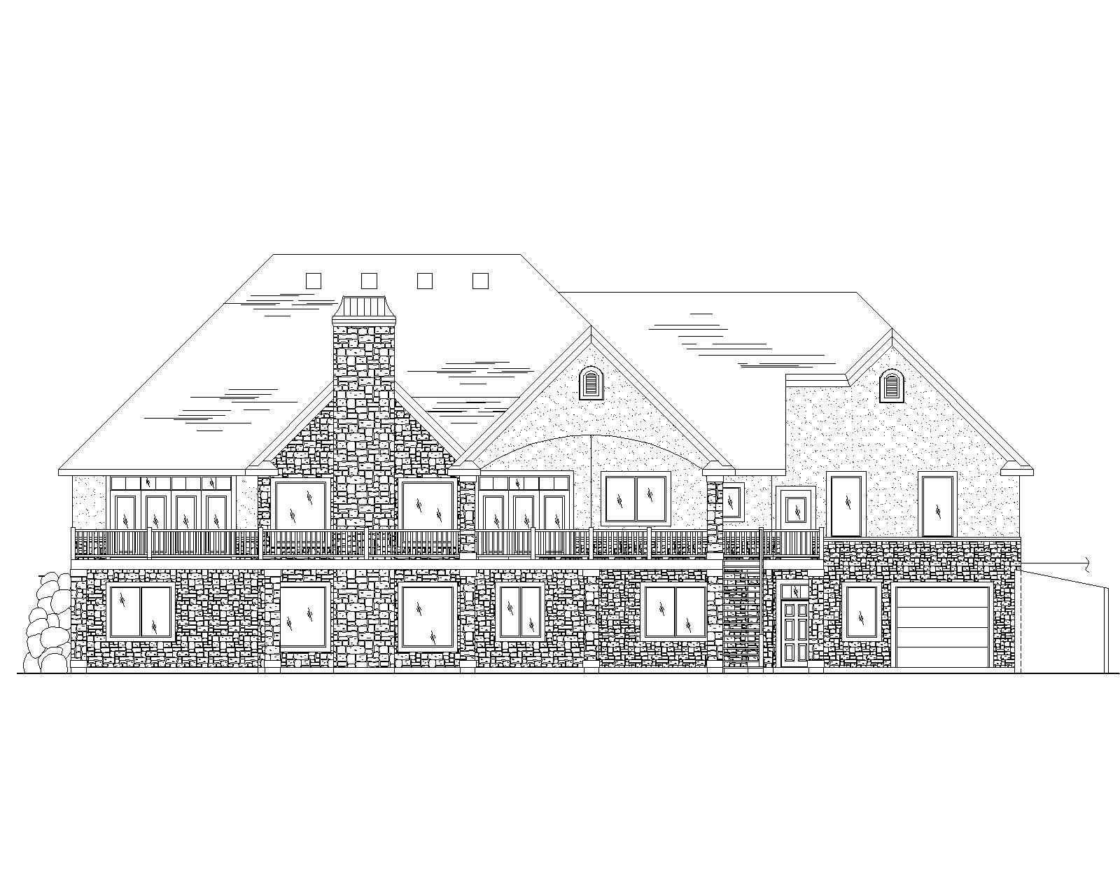 Home Plan Rear Elevation of this 4-Bedroom,2891 Sq Ft Plan -135-1067
