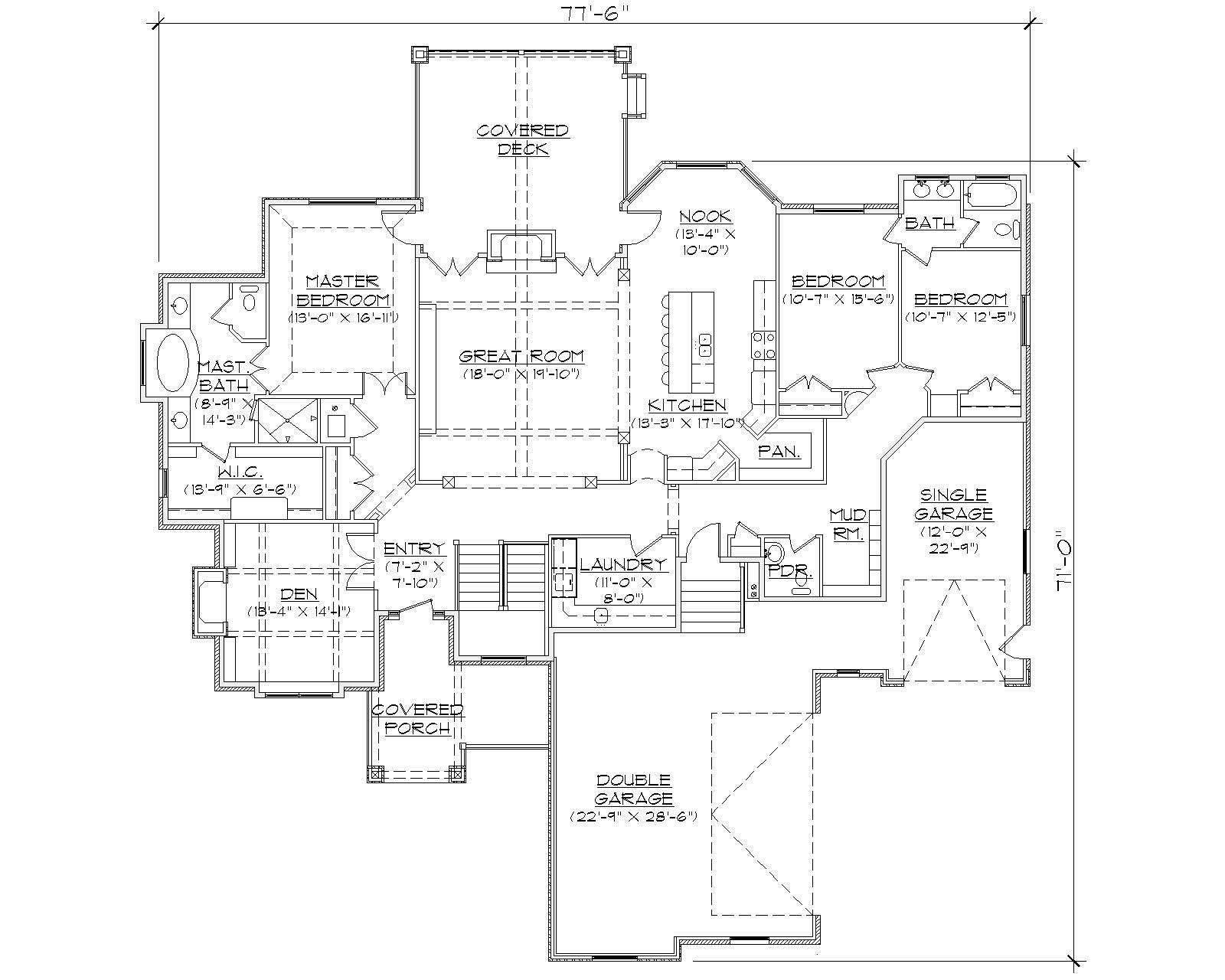 Floor Plan First Story of European Plan #135-1068
