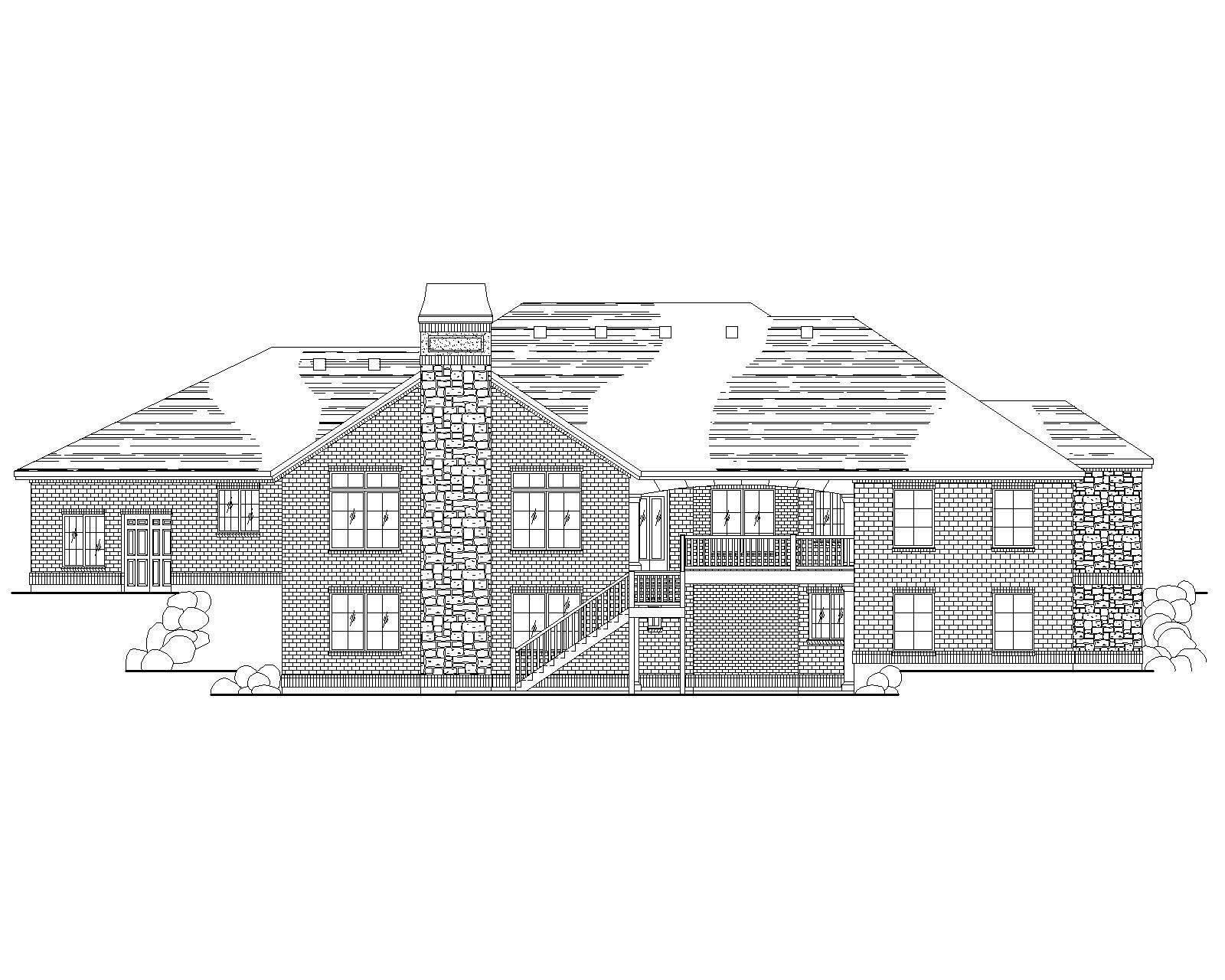 Home Plan Rear Elevation of this 5-Bedroom,2446 Sq Ft Plan -135-1072