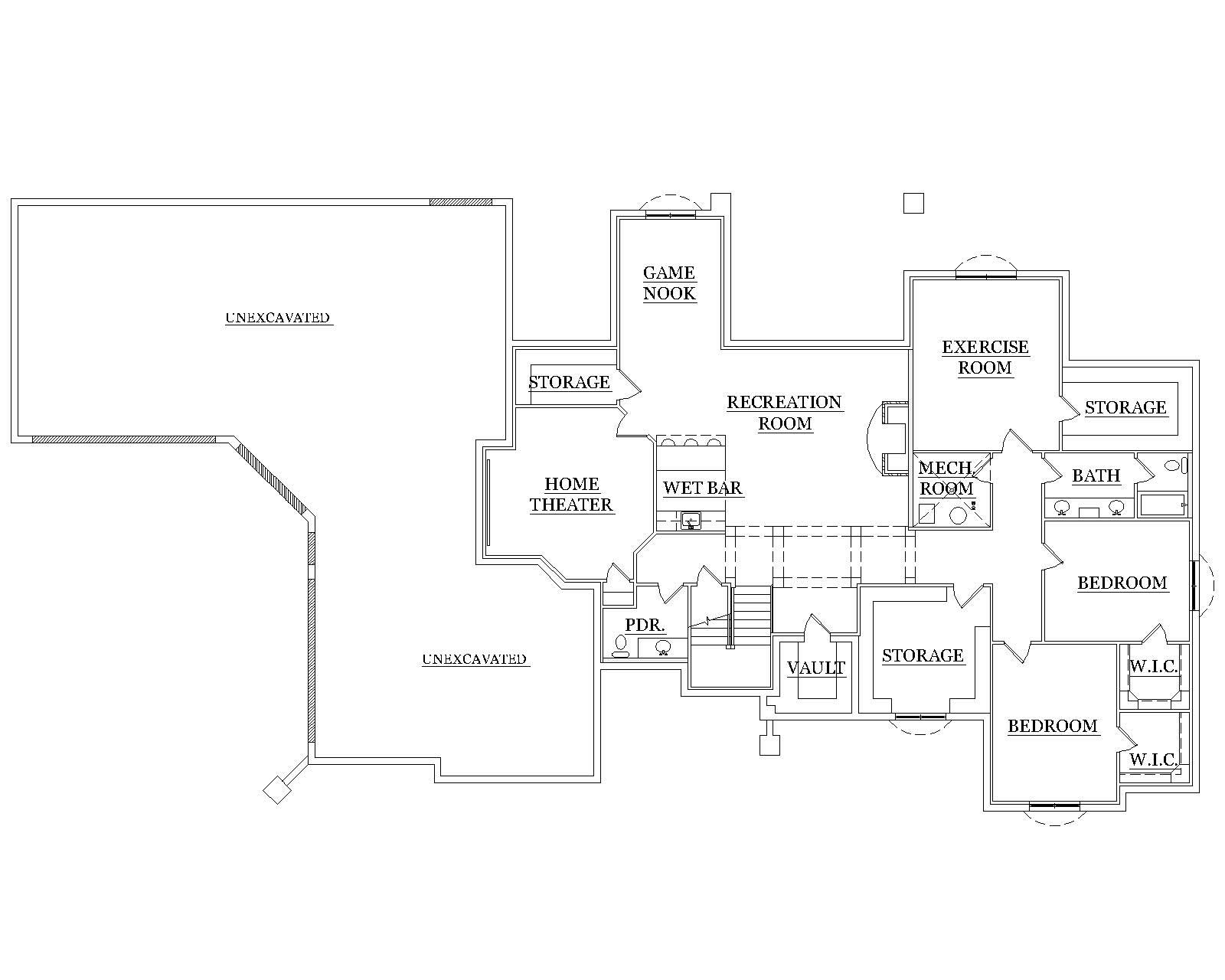 Floor Plan Basement of Country Plan #135-1078