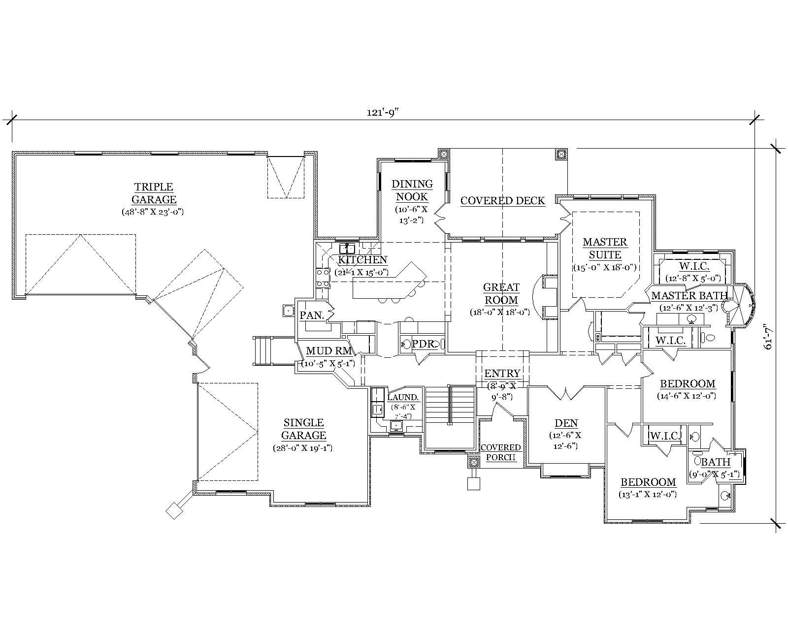 Floor Plan First Story of Country Plan #135-1078
