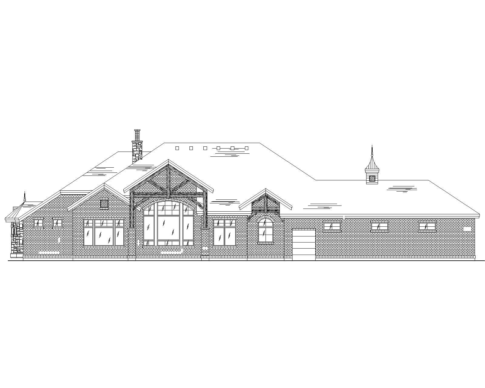 Home Plan Rear Elevation of this 5-Bedroom,2878 Sq Ft Plan -135-1078