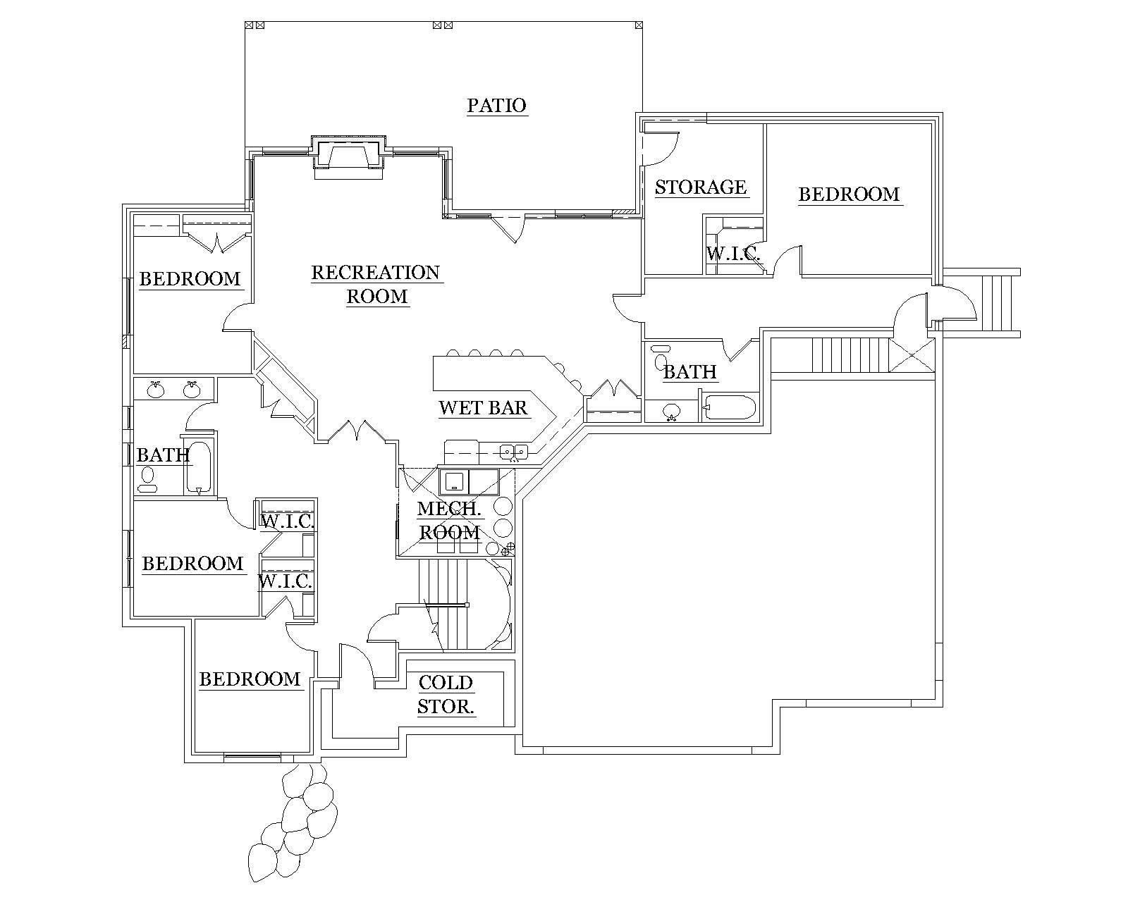 Floor Plan Basement of Traditional Plan #135-1079