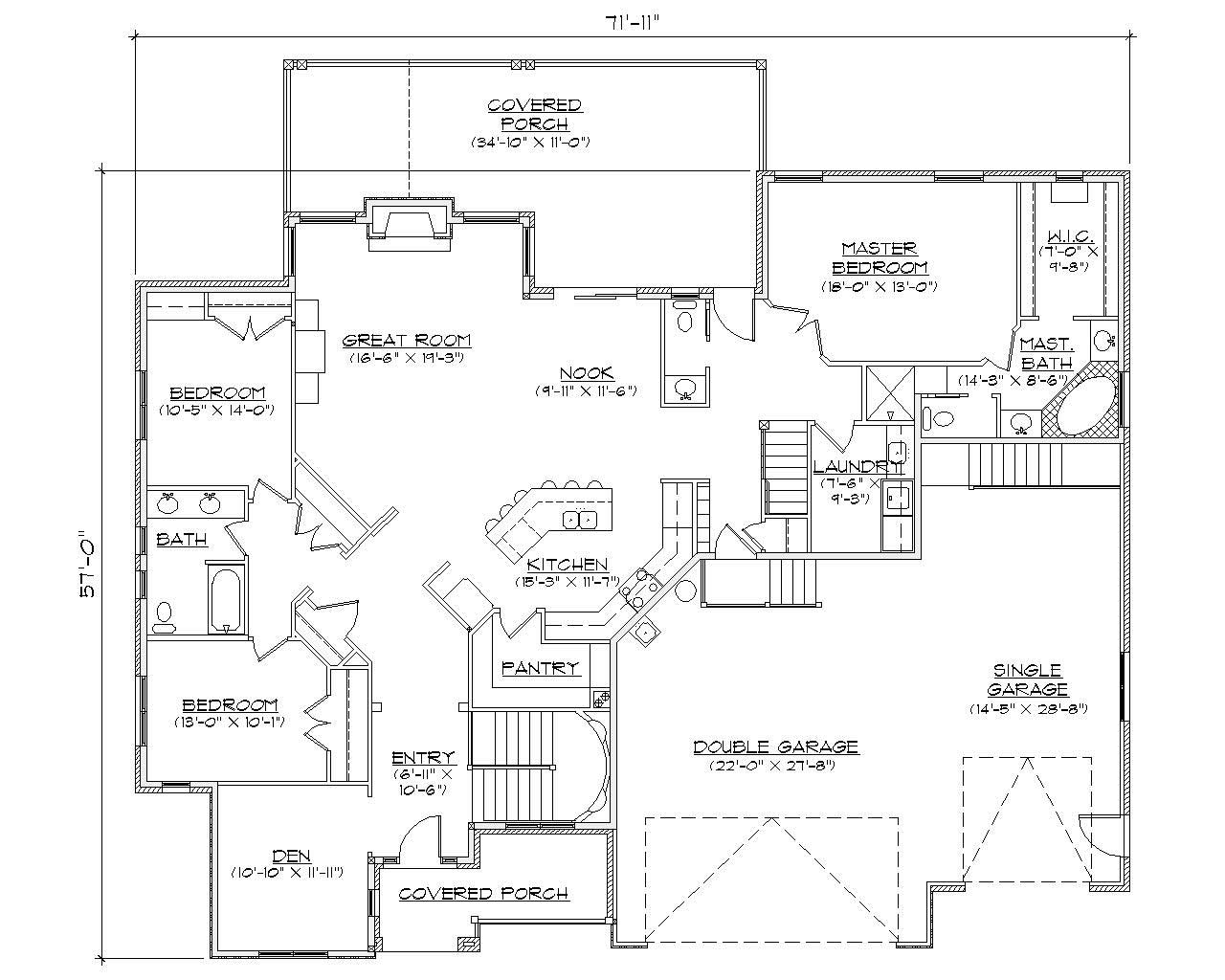 Floor Plan First Story of Traditional Plan #135-1079