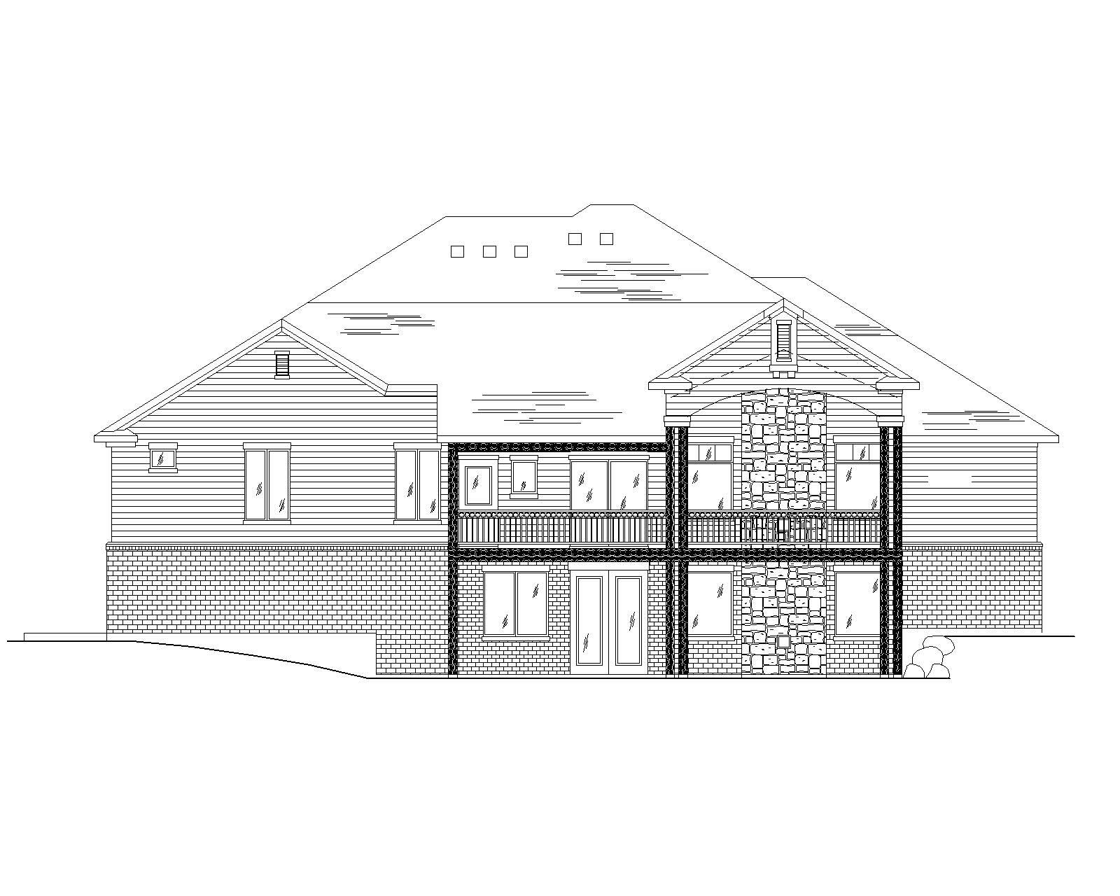 Home Plan Rear Elevation of this 7-Bedroom,2925 Sq Ft Plan -135-1079
