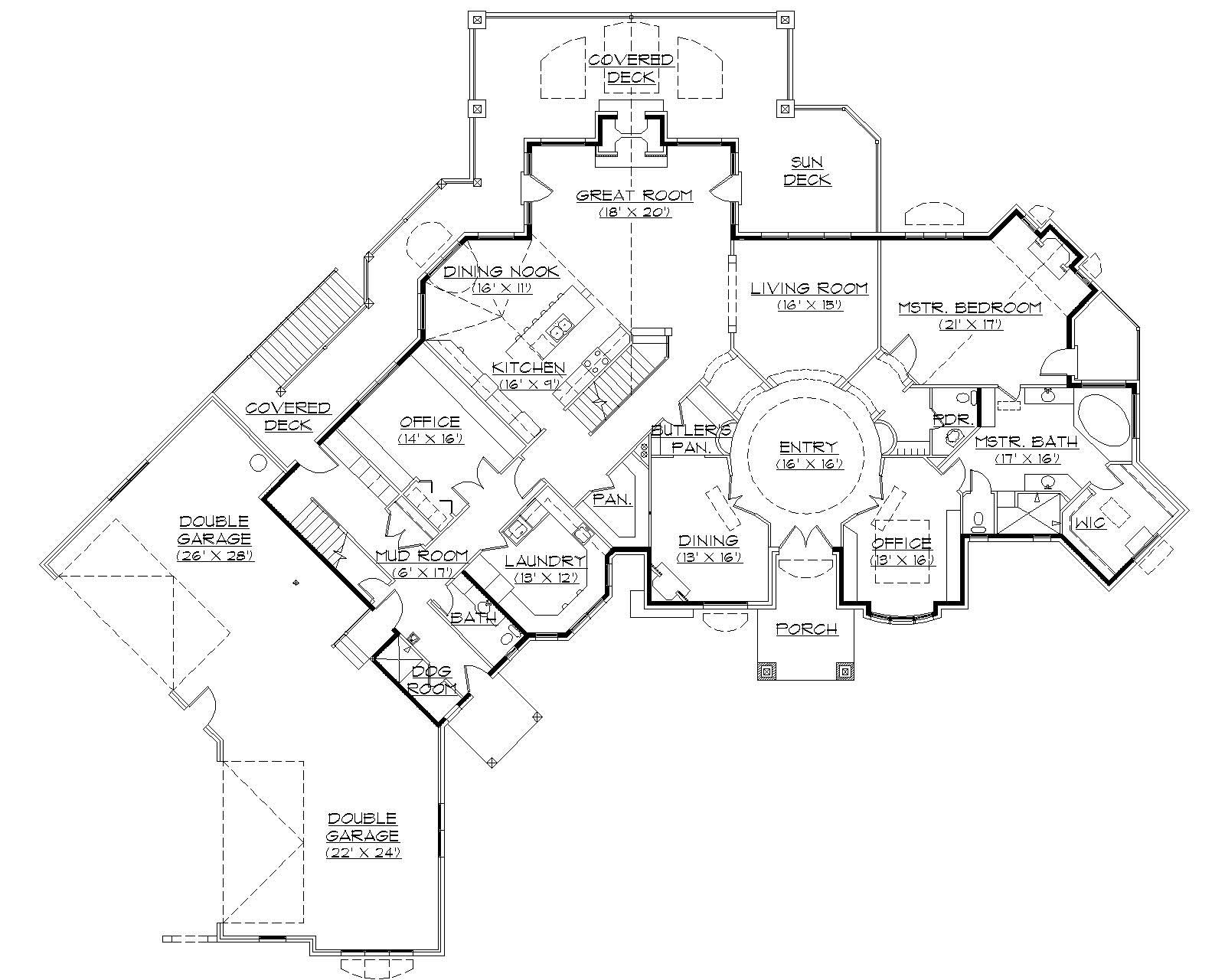Floor Plan First Story of European Plan #135-1080