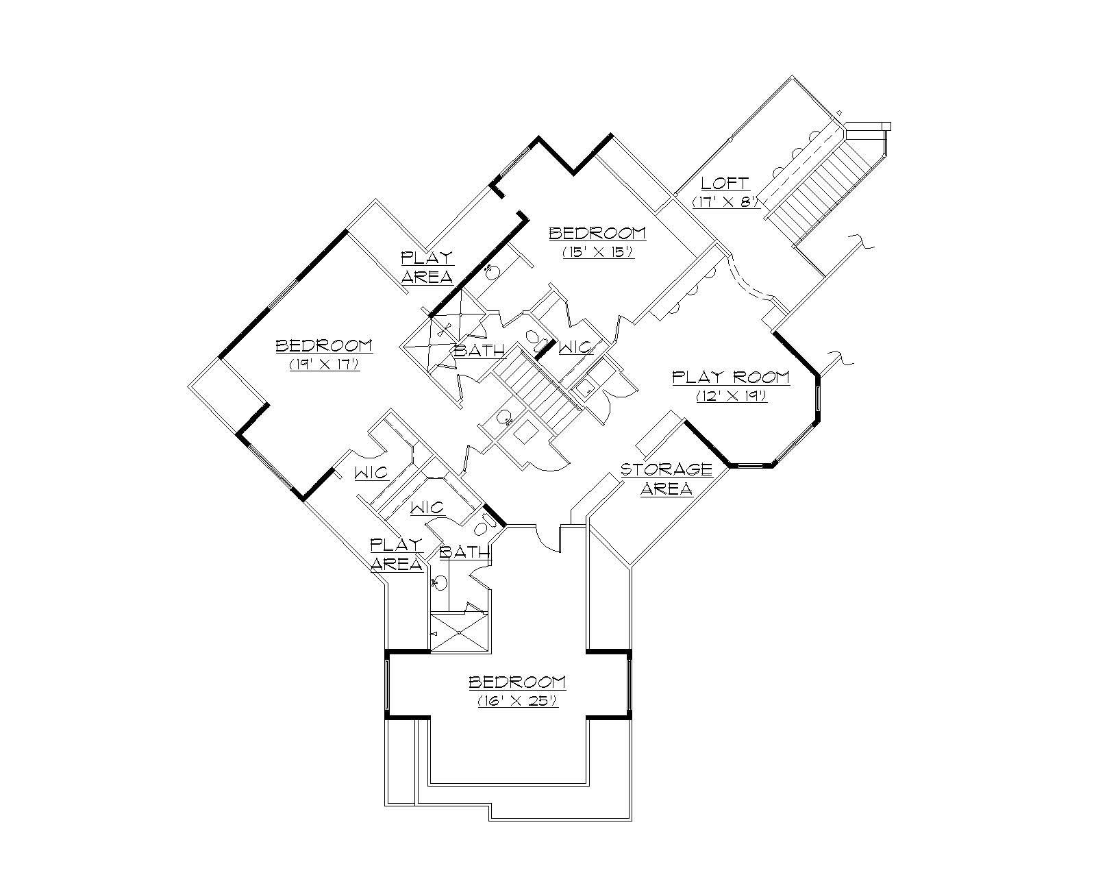 Floor Plan Second Story of European Plan #135-1080