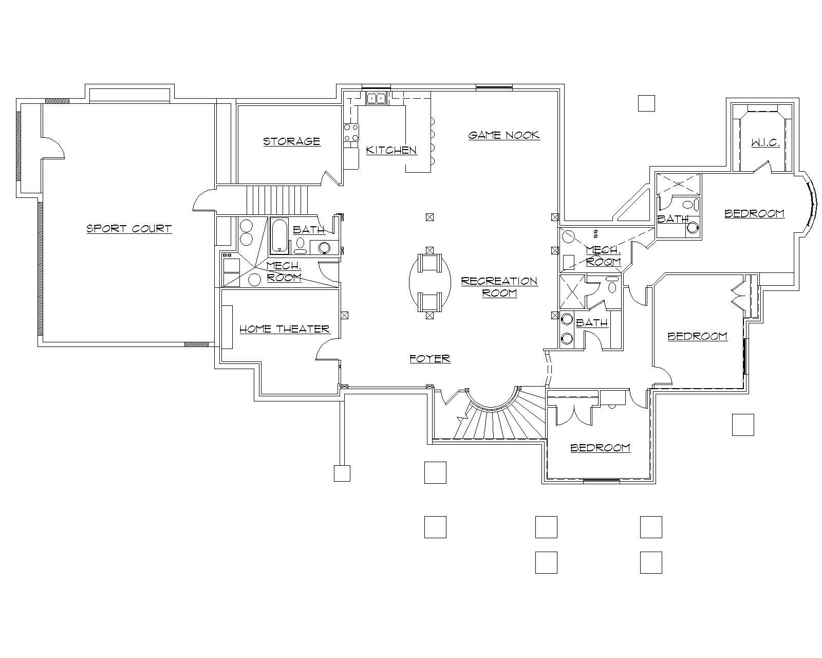 Floor Plan Basement of Craftsman Plan #135-1082