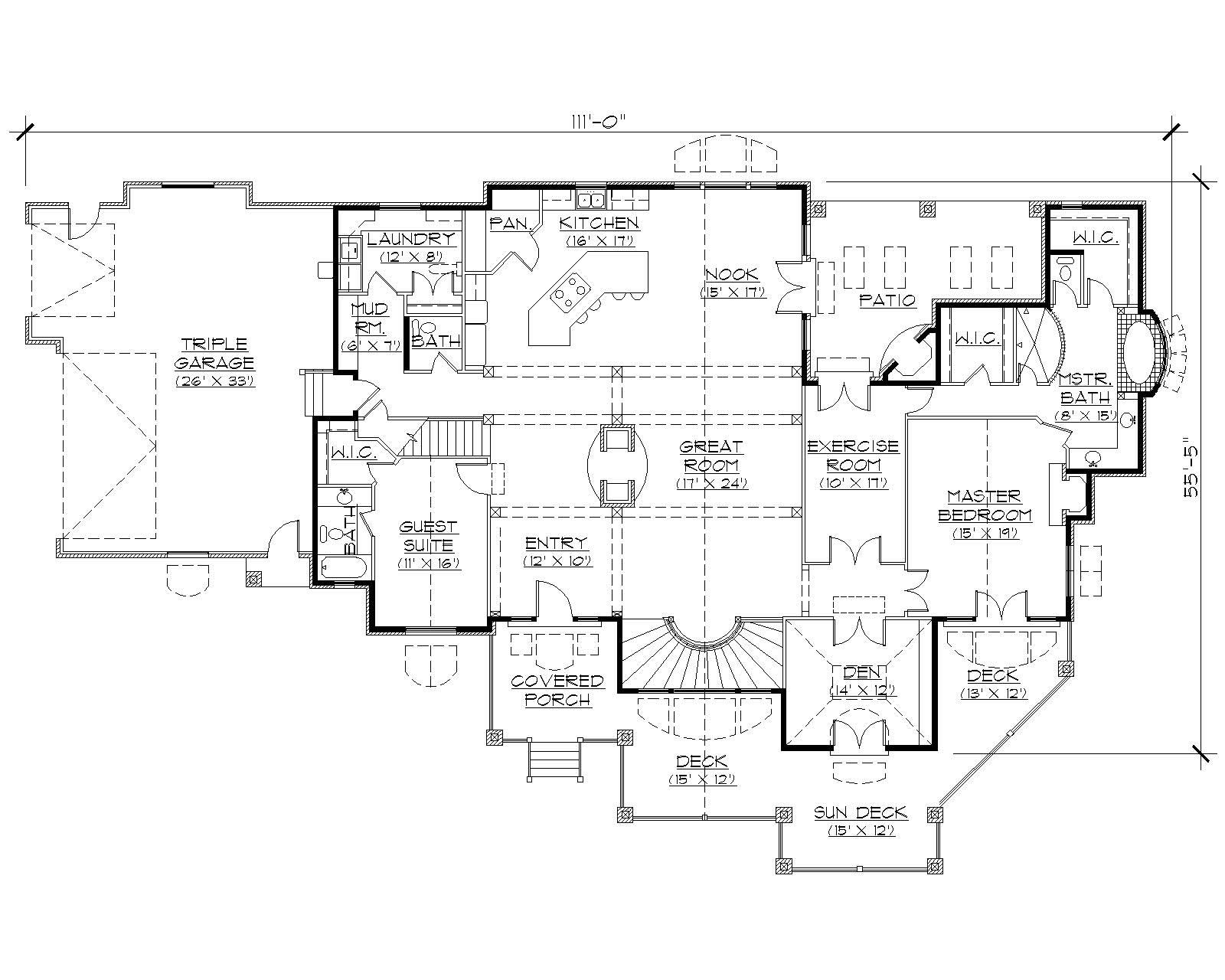 Floor Plan First Story of Craftsman Plan #135-1082
