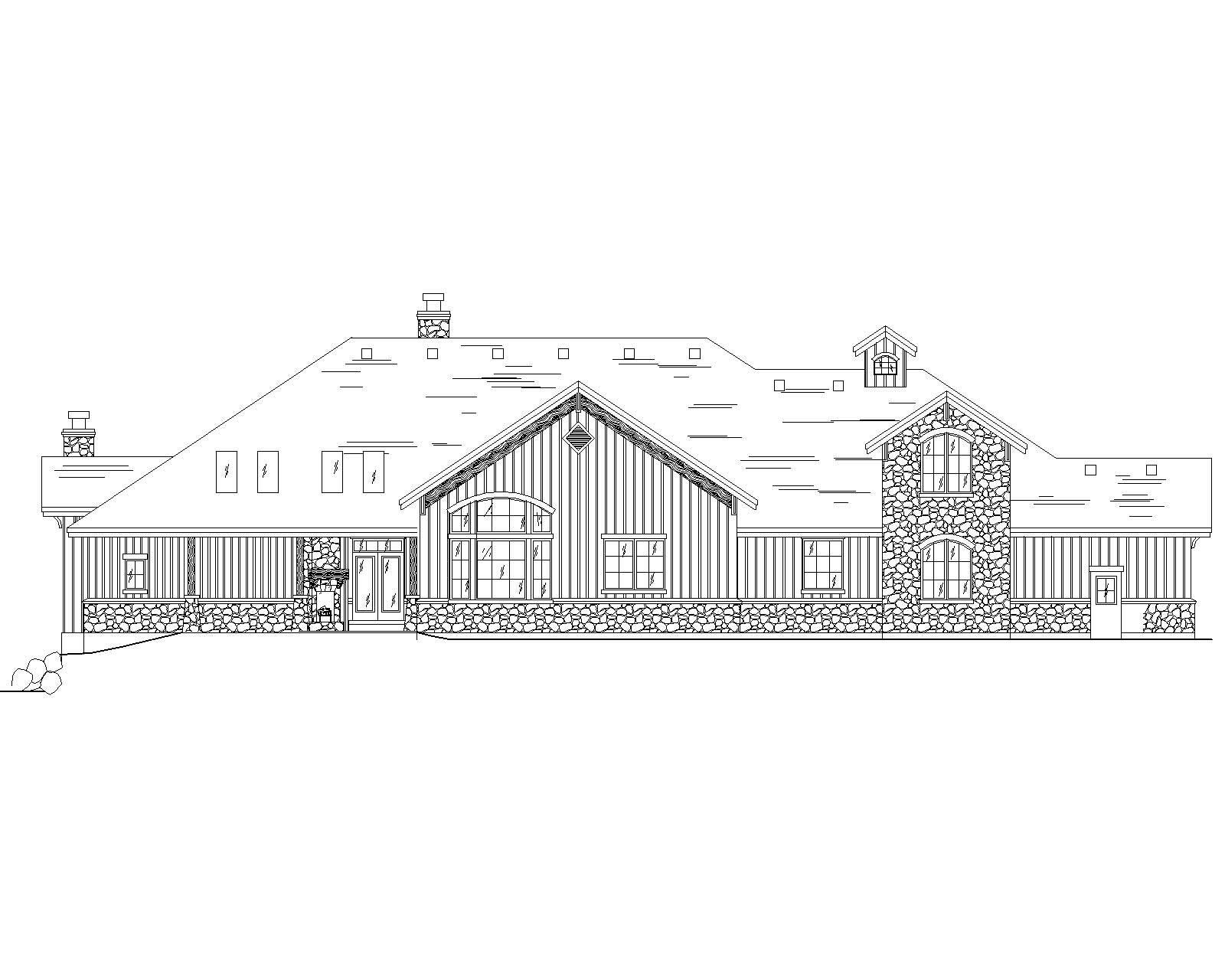 Home Plan Rear Elevation of this 5-Bedroom,3976 Sq Ft Plan -135-1082