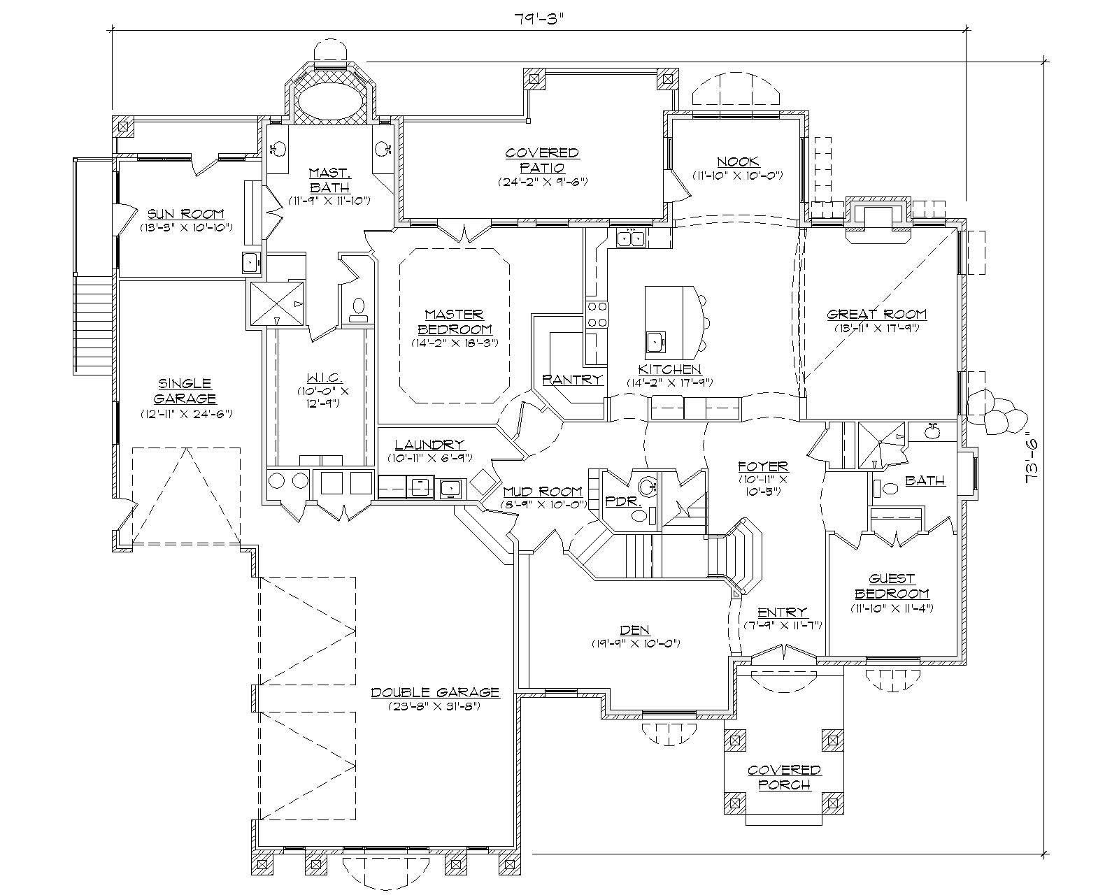 Floor Plan First Story of Country Plan #135-1084