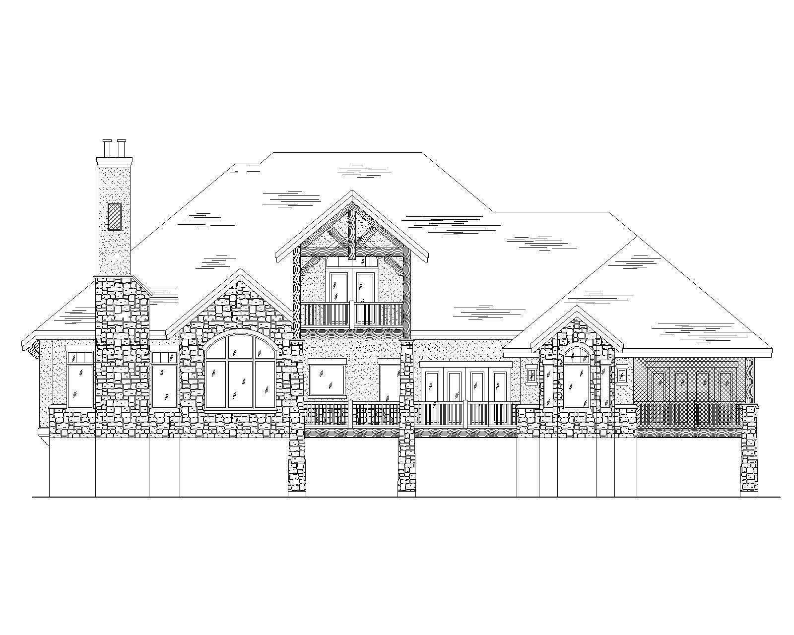 Home Plan Rear Elevation of this 4-Bedroom,3616 Sq Ft Plan -135-1084