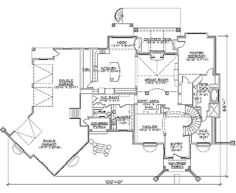 Floor Plan First Story of European Plan #135-1085
