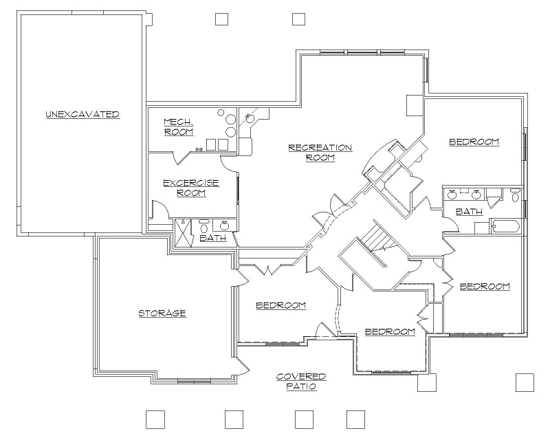 Floor Plan Basement of Texas Style Plan #135-1087