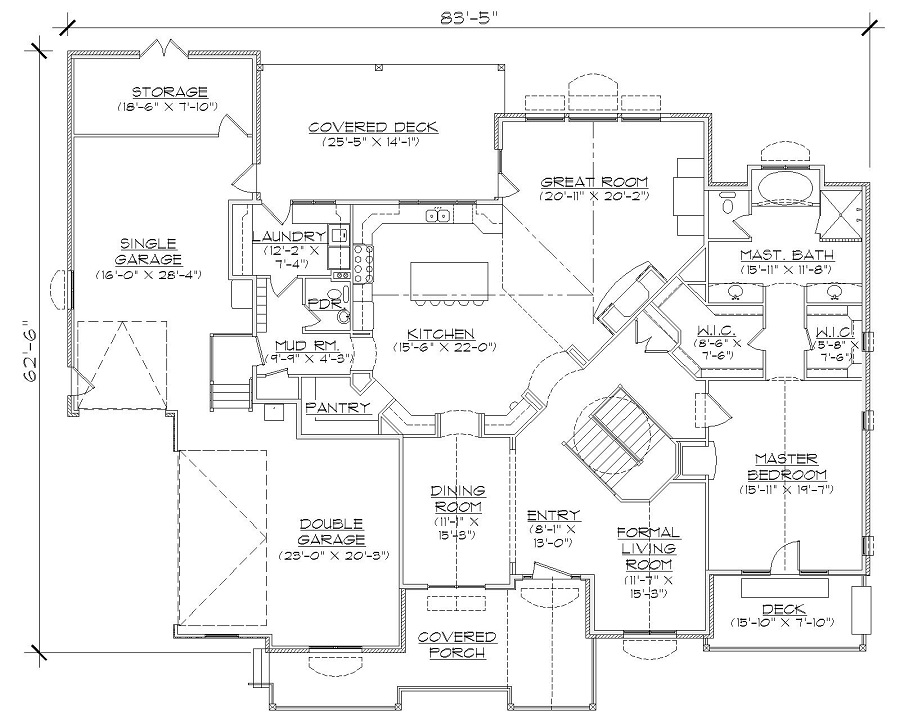 Floor Plan First Story of Texas Style Plan #135-1087