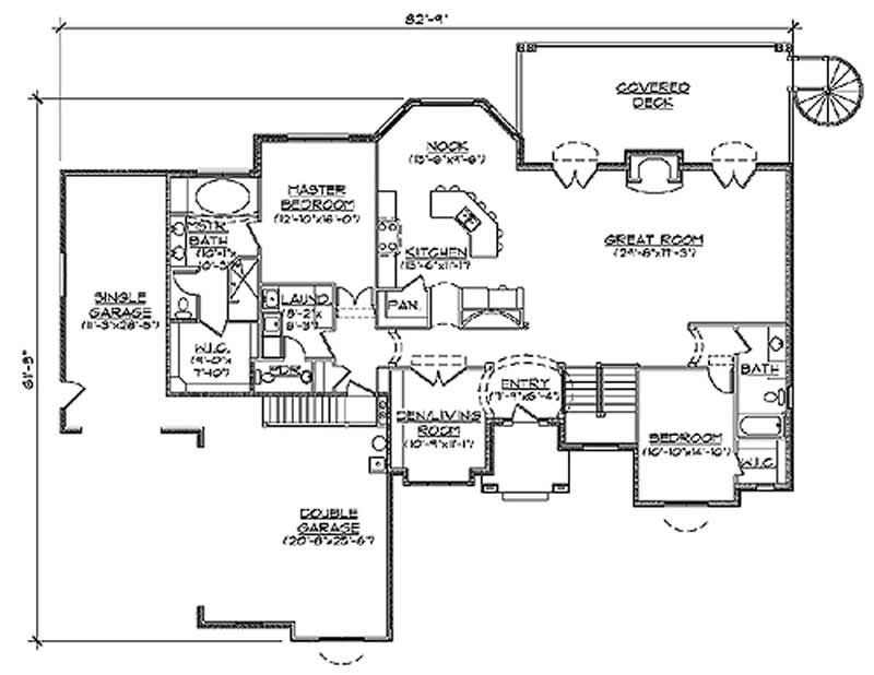 Floor Plan First Story of European Plan #135-1088