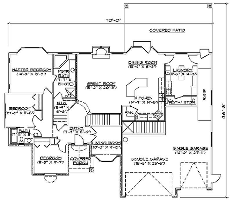 Floor Plan First Story of Ranch Plan #135-1089