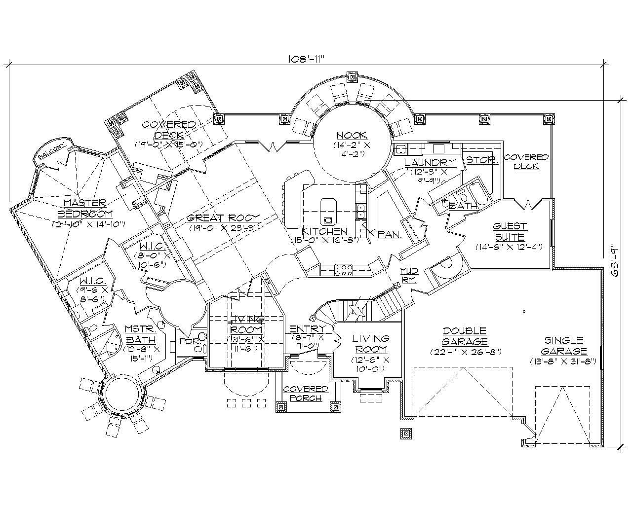 Floor Plan First Story of European Plan #135-1091
