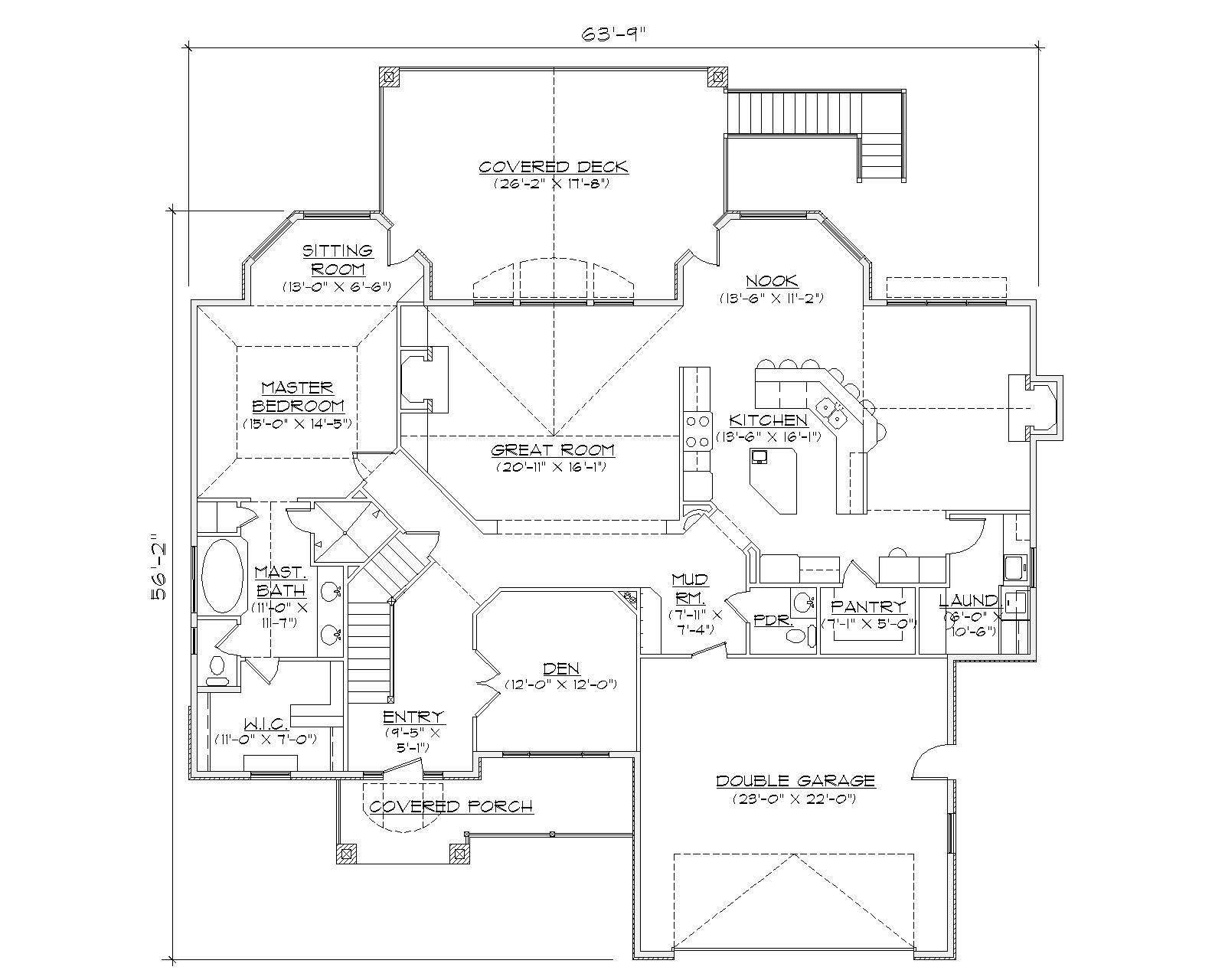 Floor Plan First Story of Traditional Plan #135-1092
