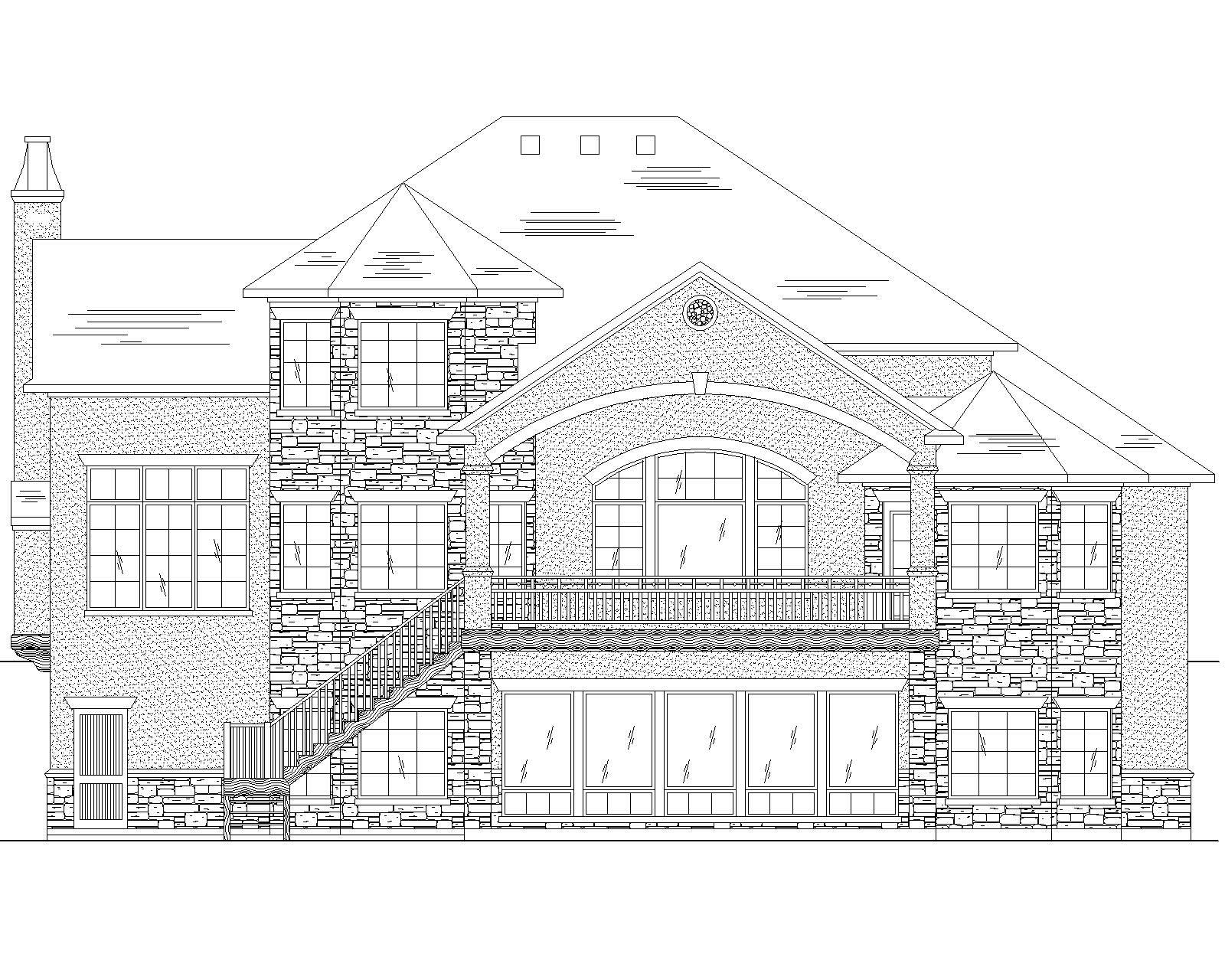 Home Plan Rear Elevation of this 3-Bedroom,3258 Sq Ft Plan -135-1092