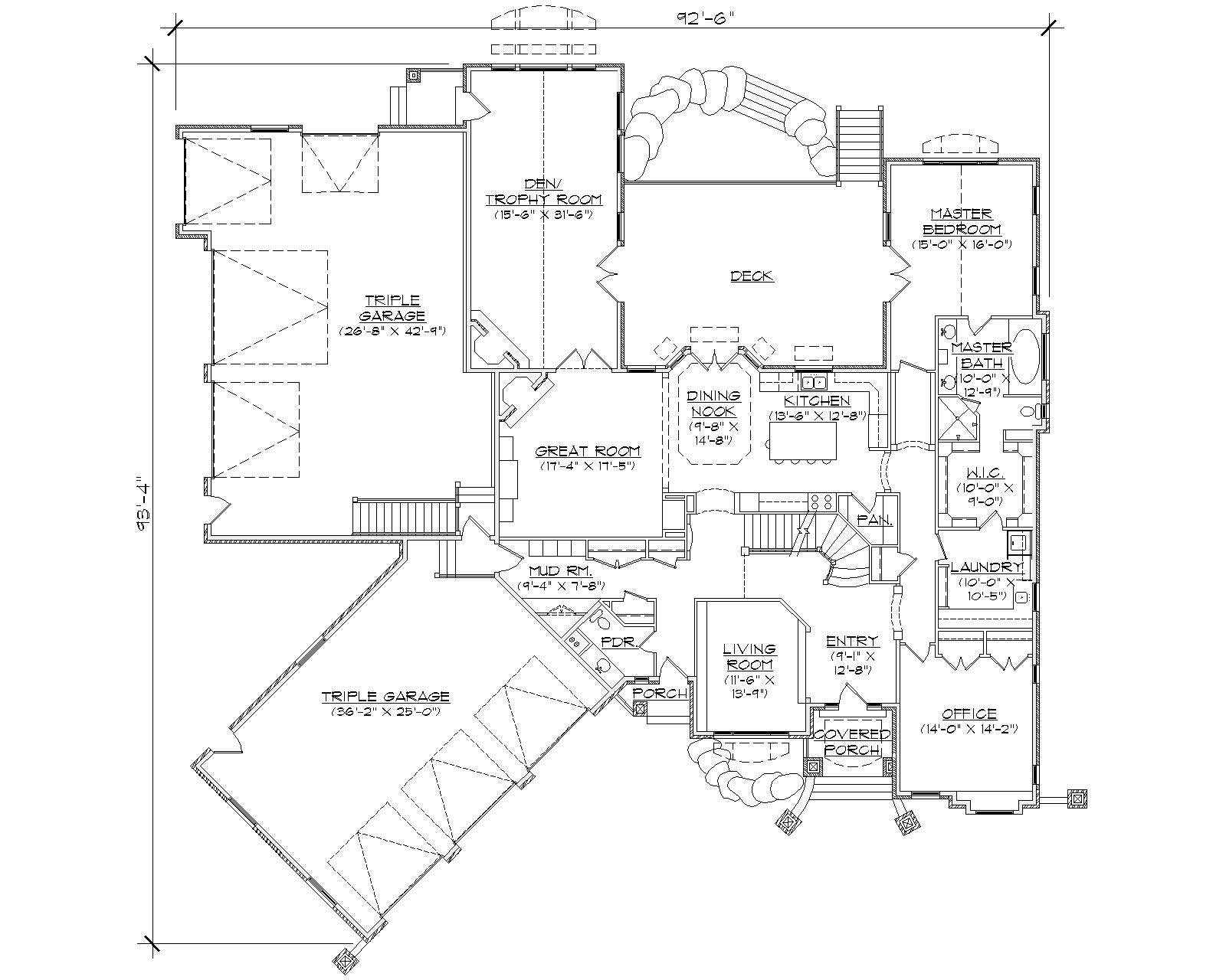 Floor Plan First Story of Country Plan #135-1093