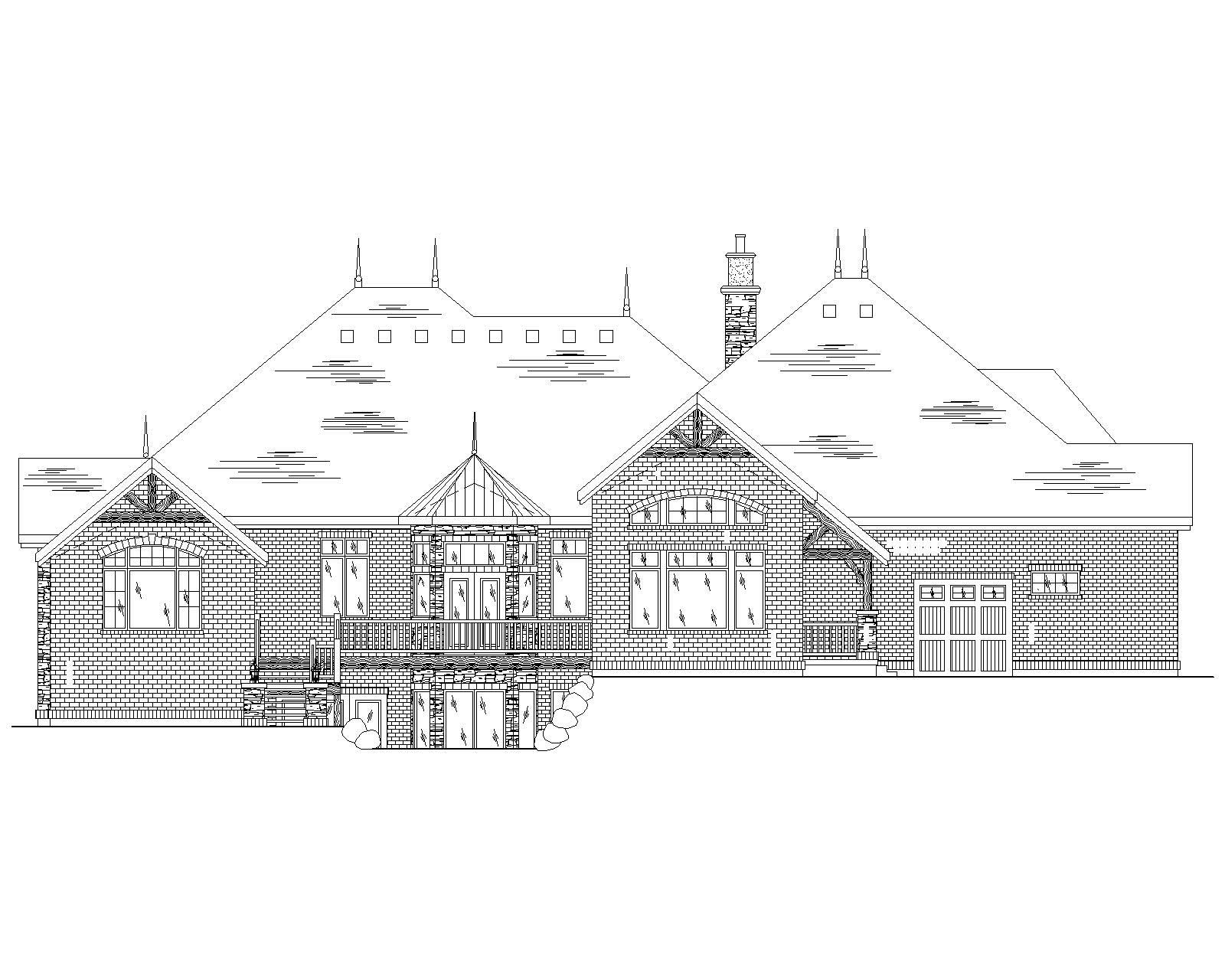 Home Plan Rear Elevation of this 4-Bedroom,4266 Sq Ft Plan -135-1093