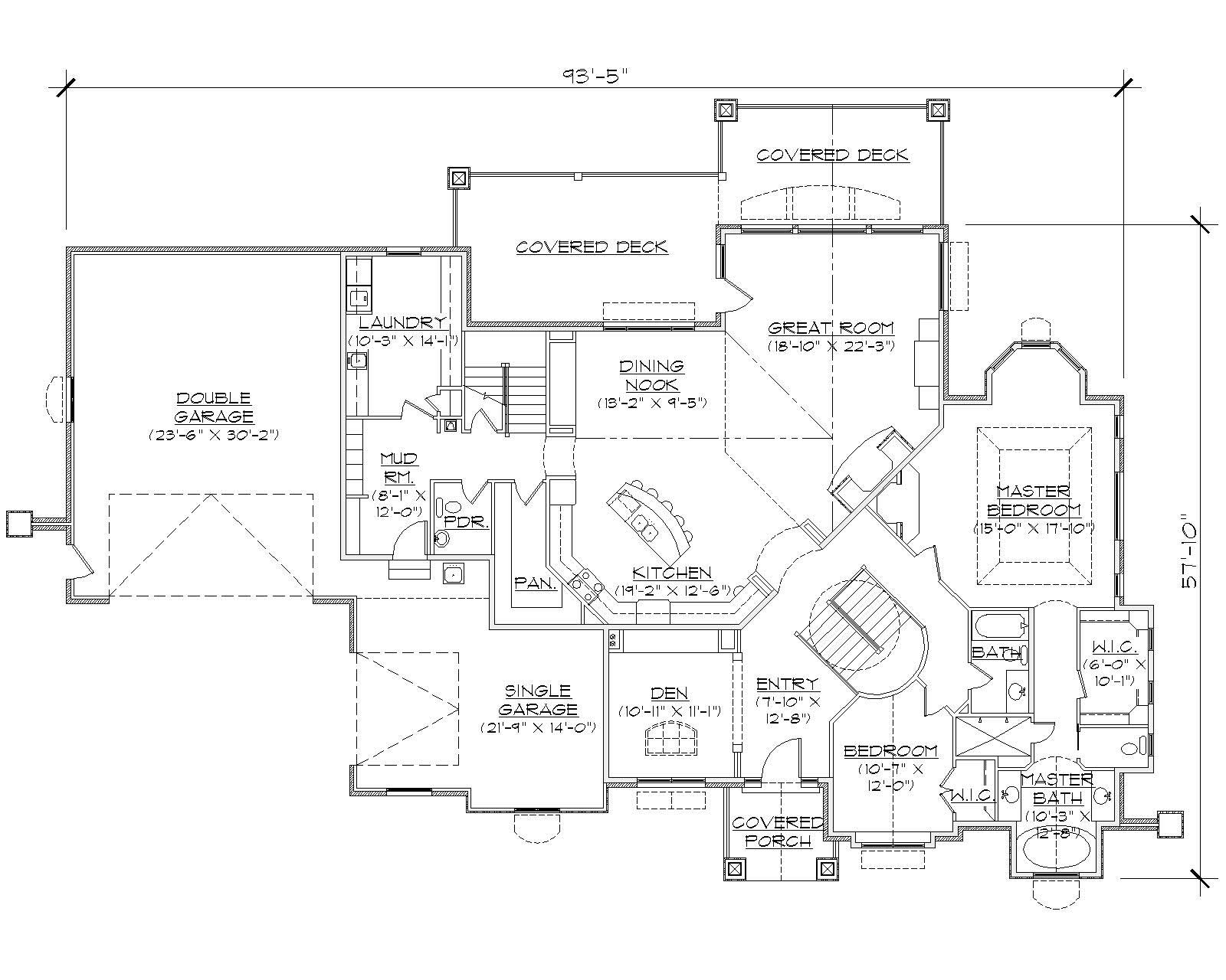 Floor Plan First Story of European Plan #135-1094