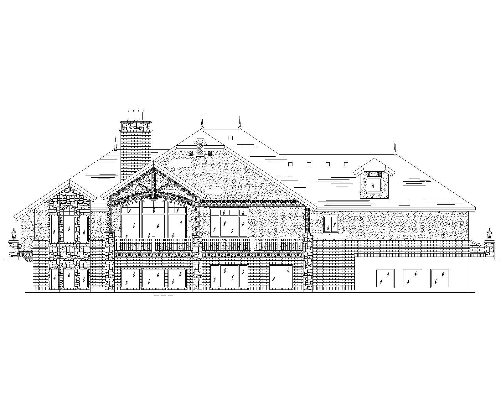 Home Plan Rear Elevation of this 6-Bedroom,3288 Sq Ft Plan -135-1094