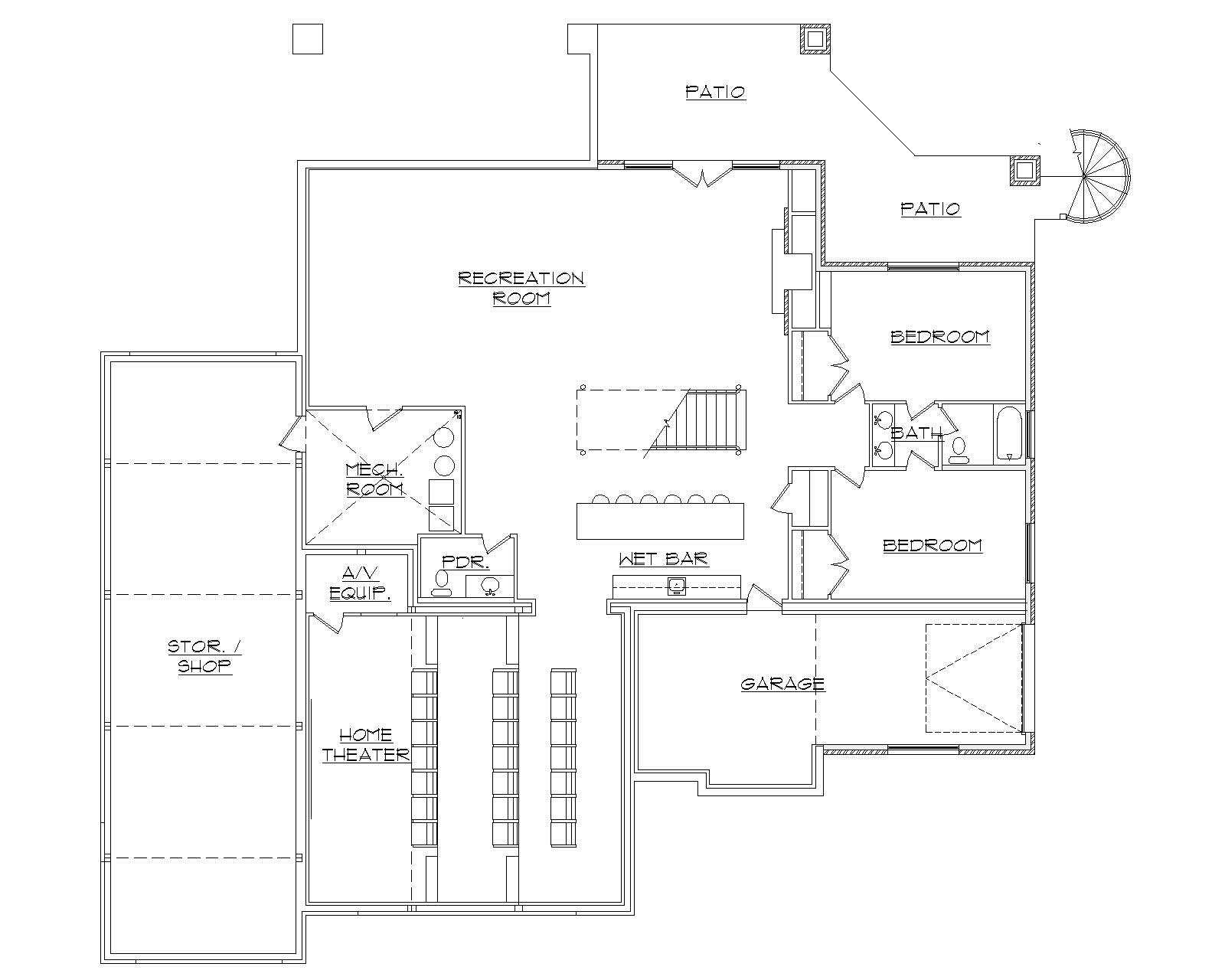 Floor Plan Basement of Contemporary Plan #135-1095
