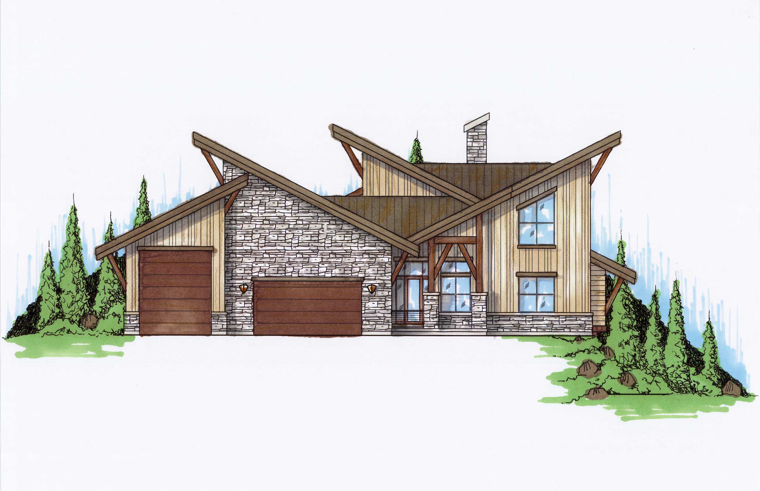 Front elevation of Contemporary home (ThePlanCollection: House Plan #135-1095)